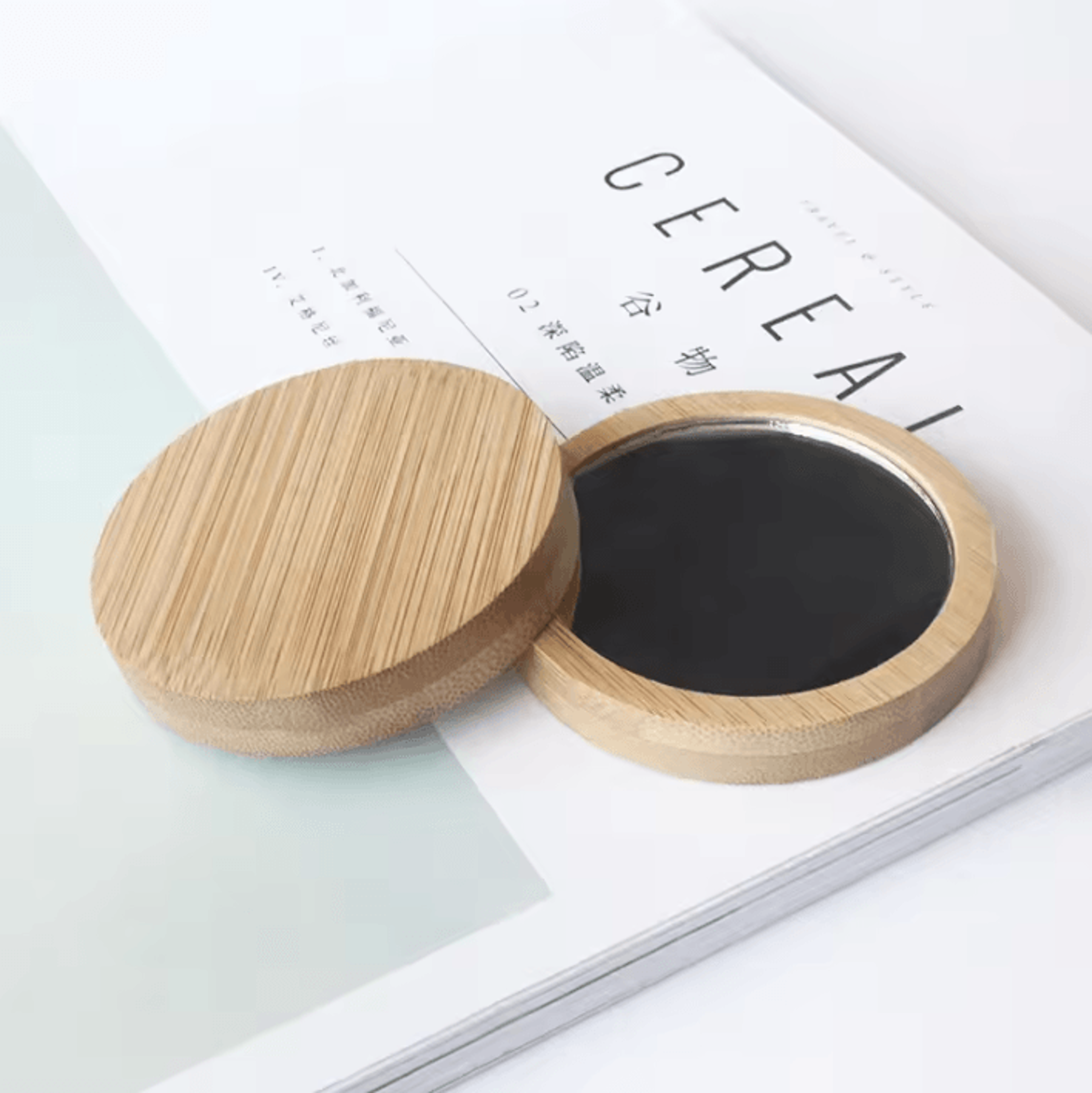 Pure Wood Round Portable Makeup Mirror 1