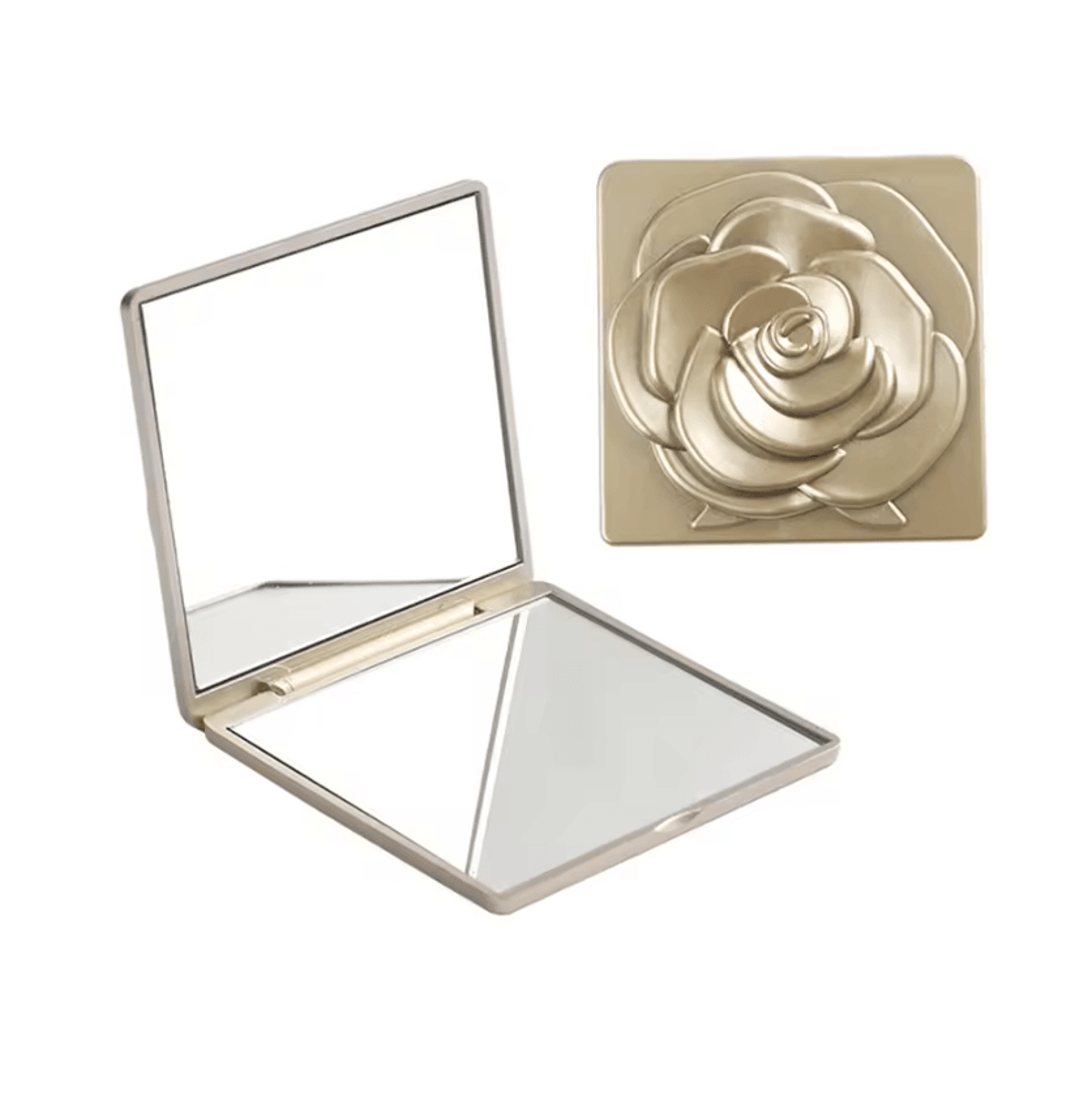 7cm Rose Folding Pocket Makeup Mirror With Storage Bag 2