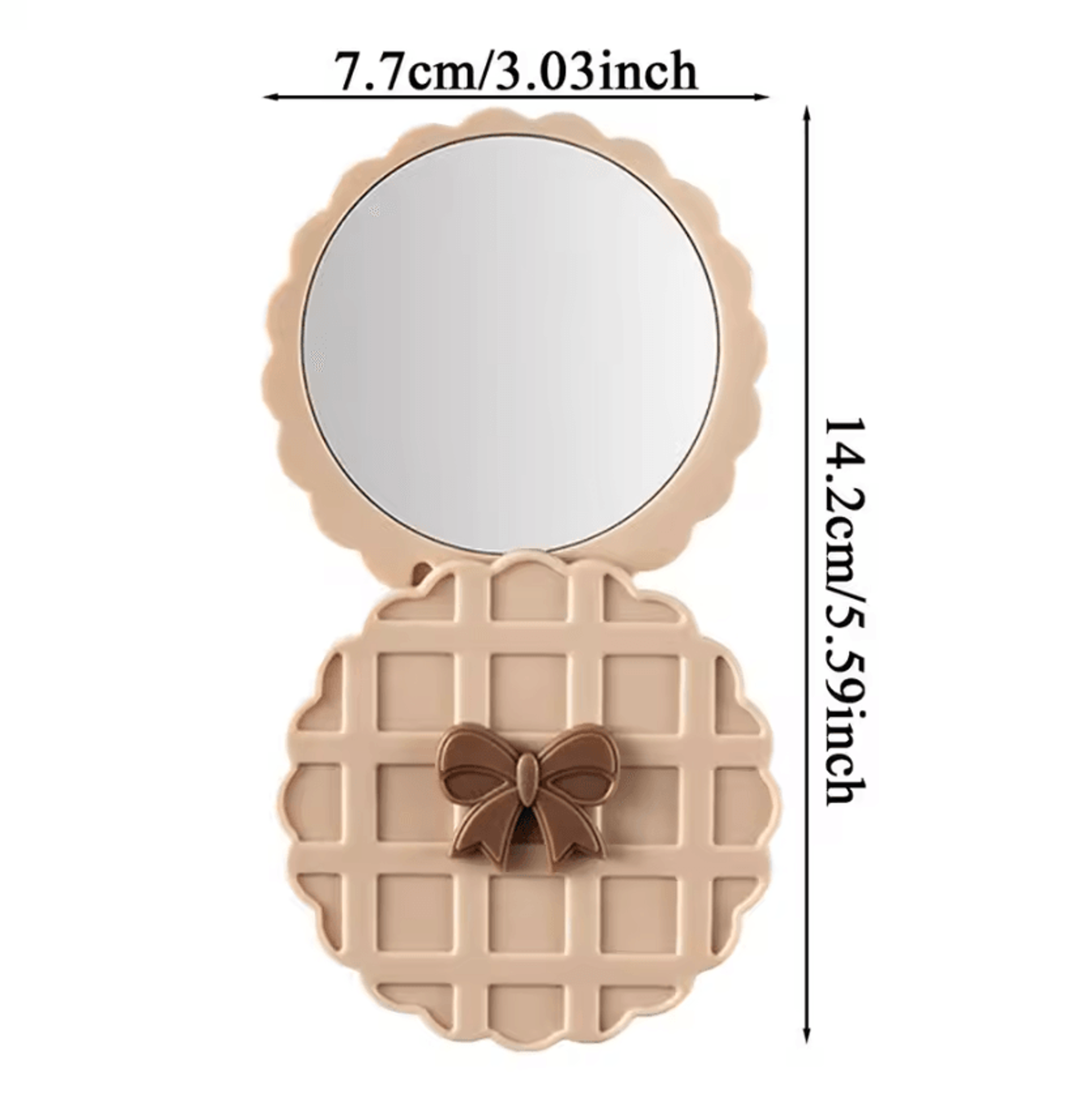 Waffle Pattern Rotating Pocket Makeup Mirror 5