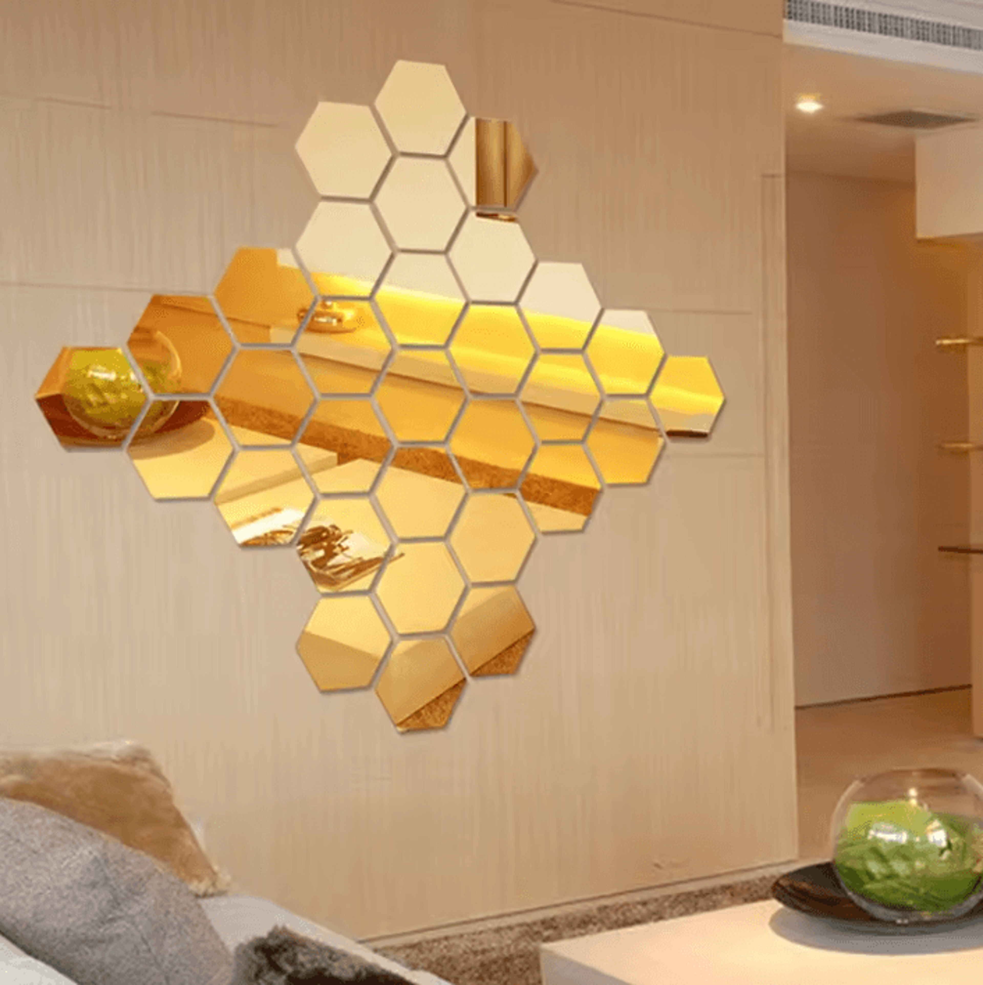 12Pcs Hexagonal 3D Acrylic Mirror Wall Stickers 1