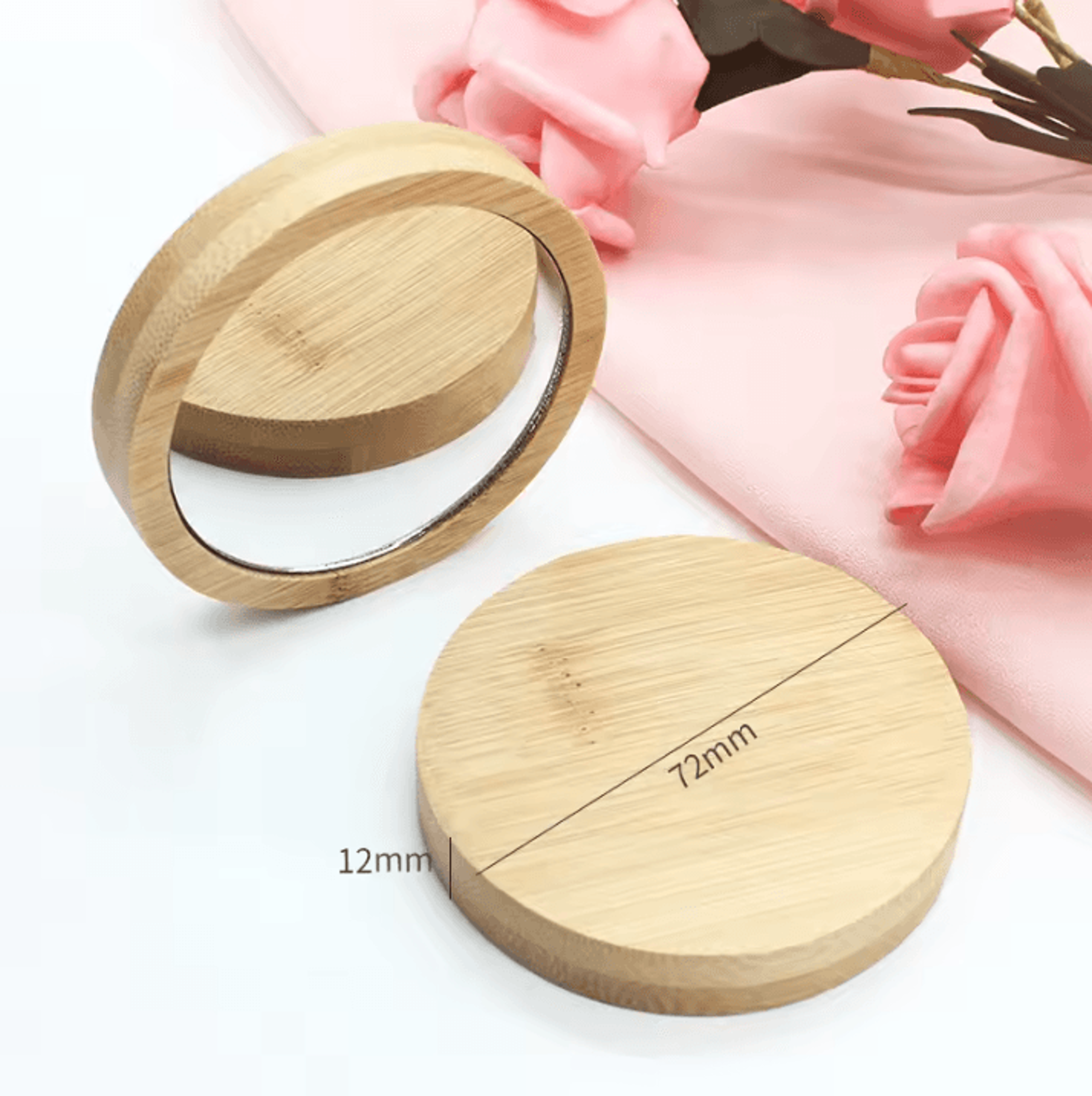 10 Piece Mini Wooden Round Pocket Makeup Mirror Set 6