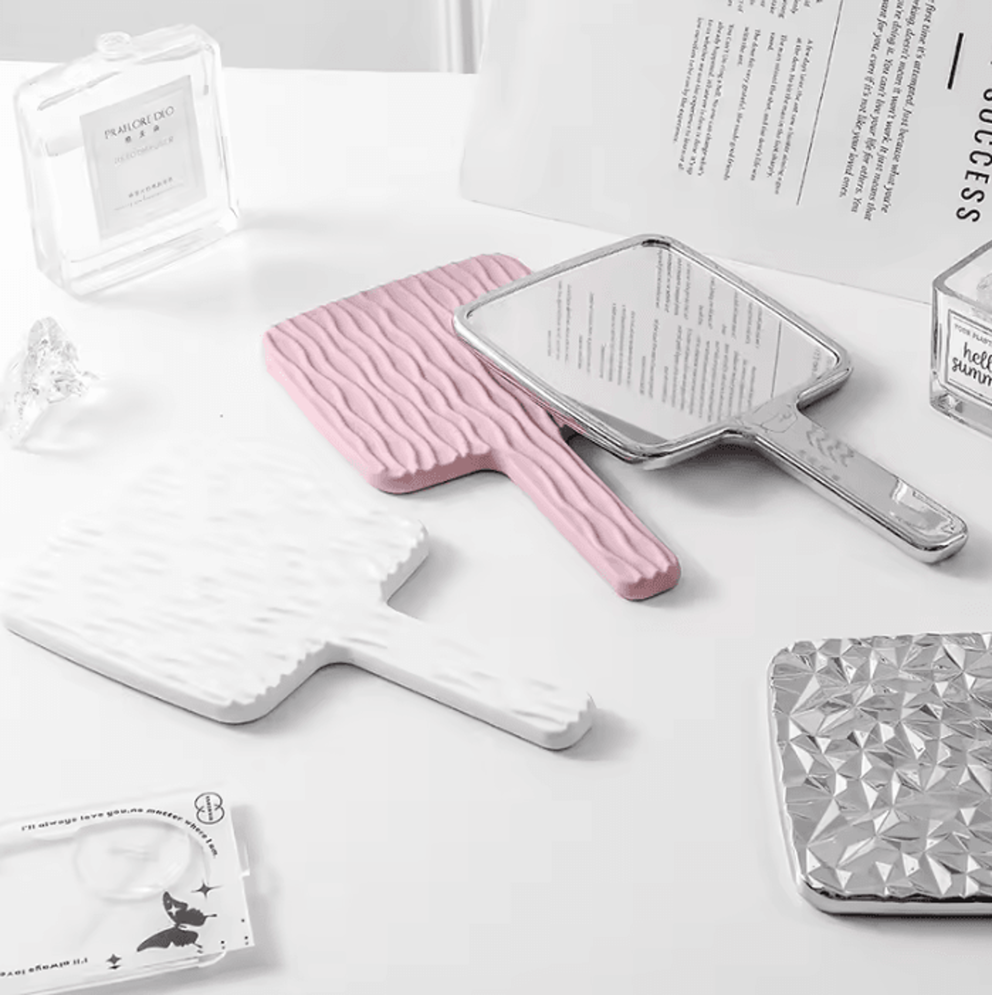 Liquid Shape Square Handheld Makeup Mirror 2