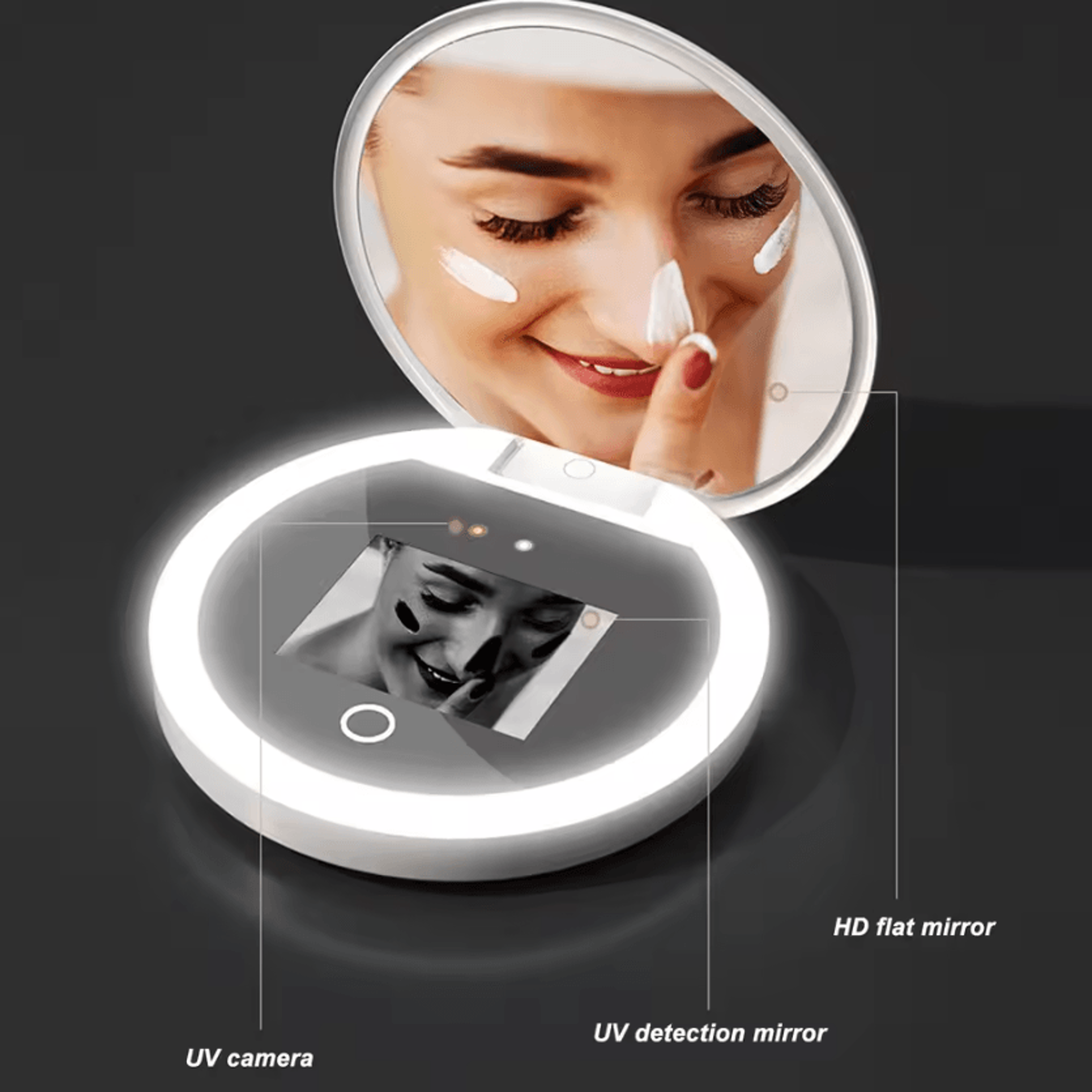 UV Sunscreen Testing Mirror With 2X Magnification And LED Light 5