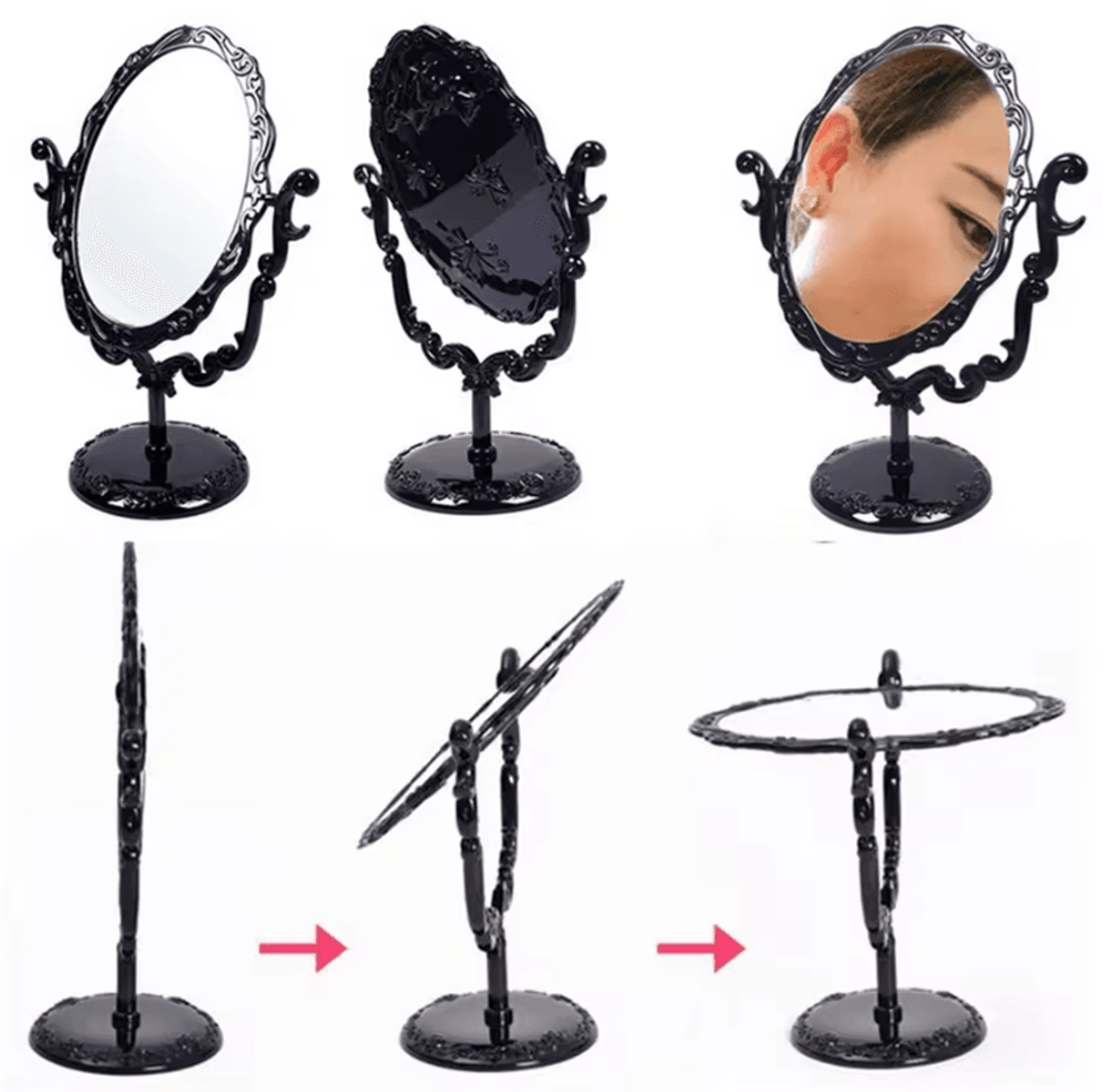 Rotatable Gothic Rose Black Butterfly Vanity Mirror 0