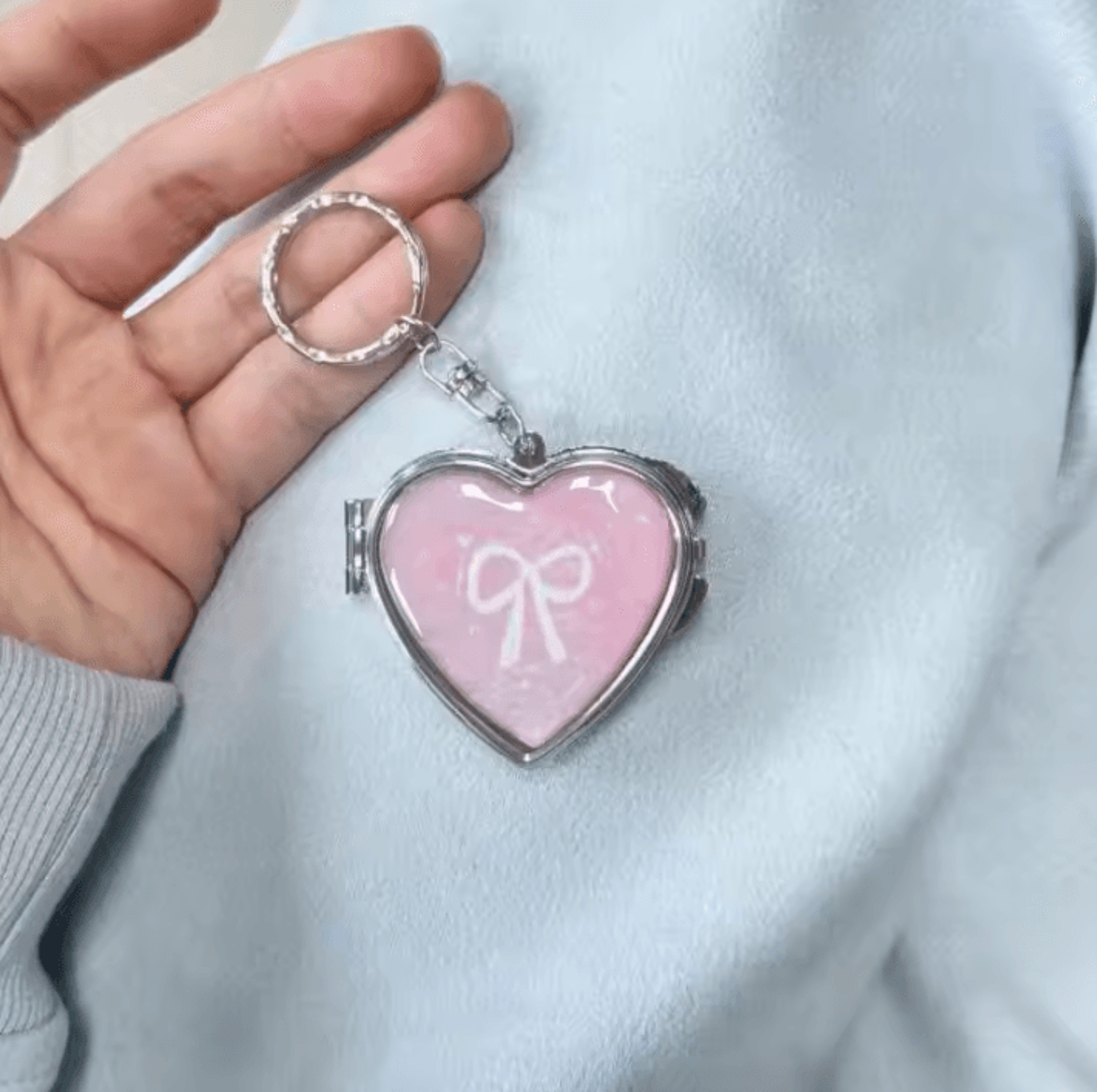 Cute Heart Double Sided Keychain Makeup Mirror 5