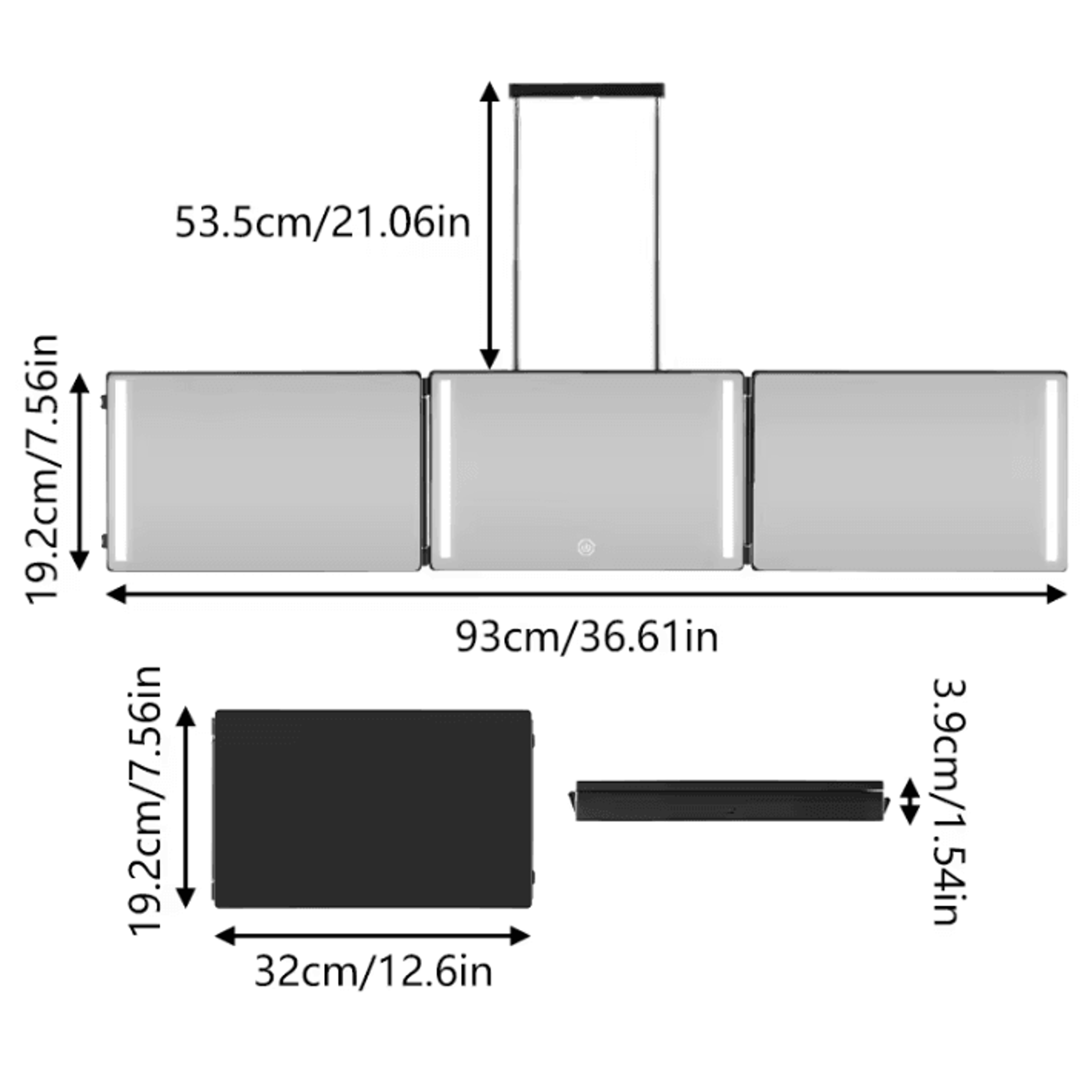 LED 3 Way Hair Cutting Mirror For 360 Degree Self Grooming 3