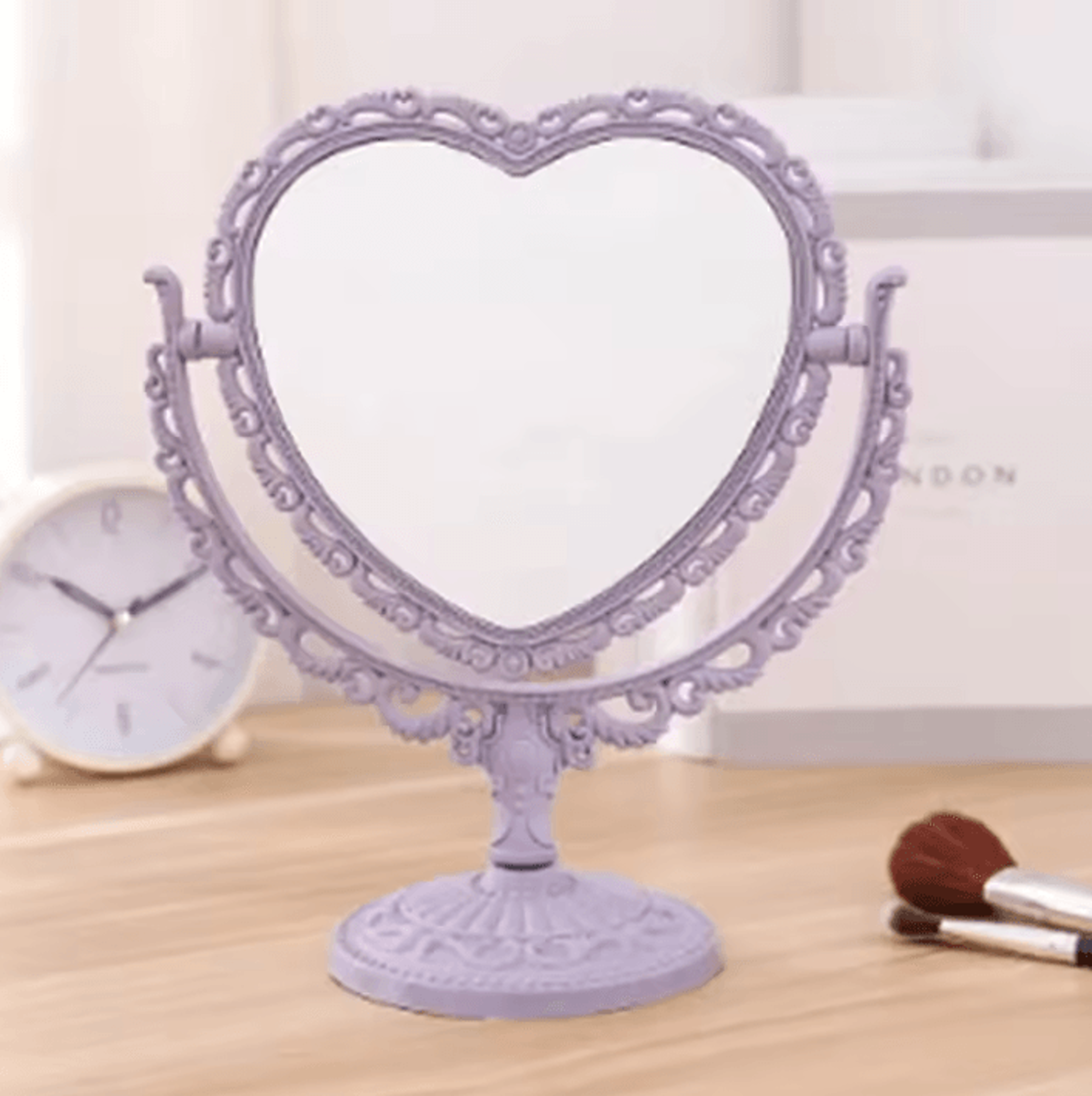 Heart Shaped Double Sided Desktop Makeup Mirror 2