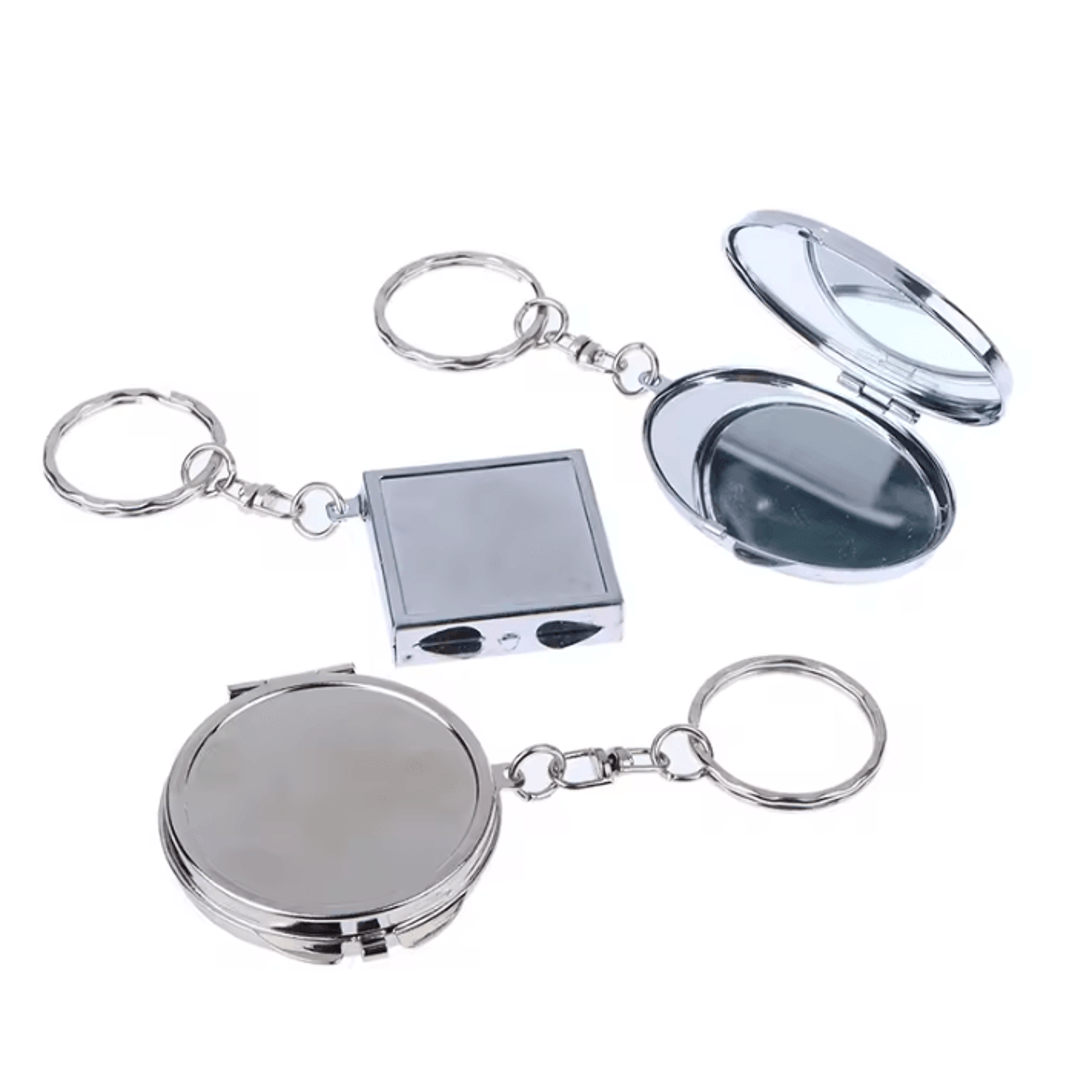 Double Sided Metal Folding Keychain Makeup Mirror 0