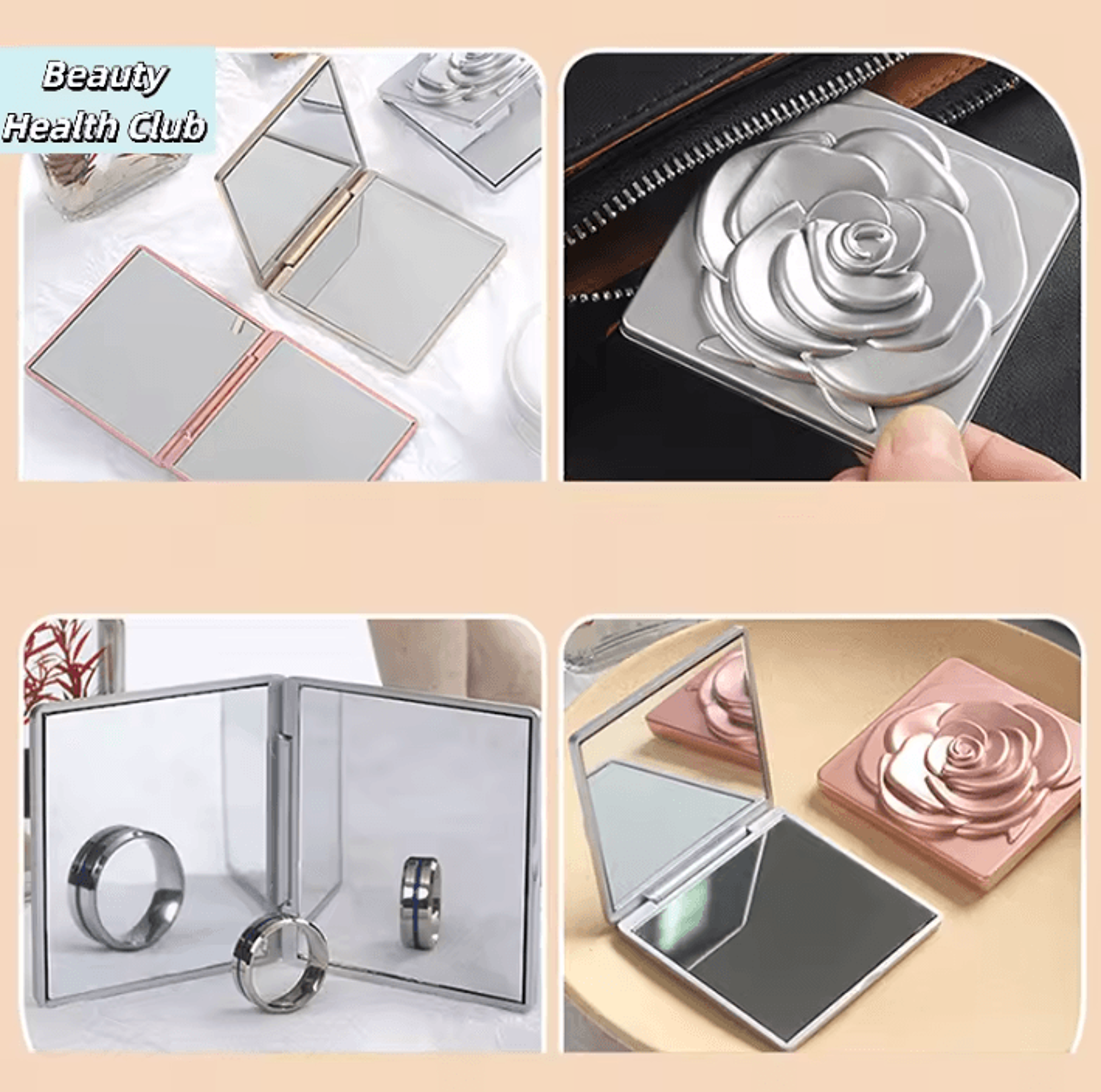 Retro Rose Double Sided Mini Pocket Makeup Mirror 2