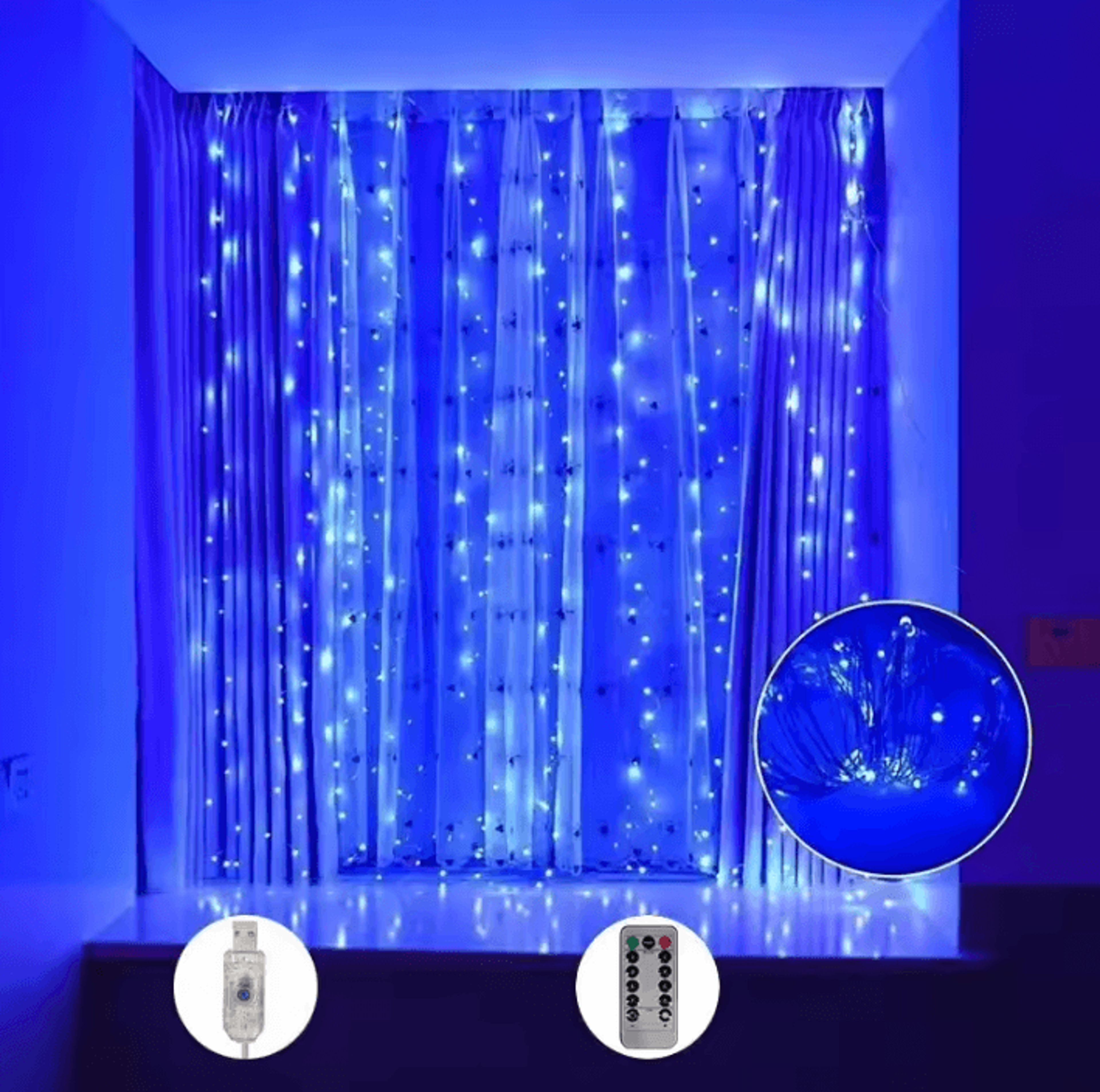 USB Fairy Curtain String Lights With Remote Control 5