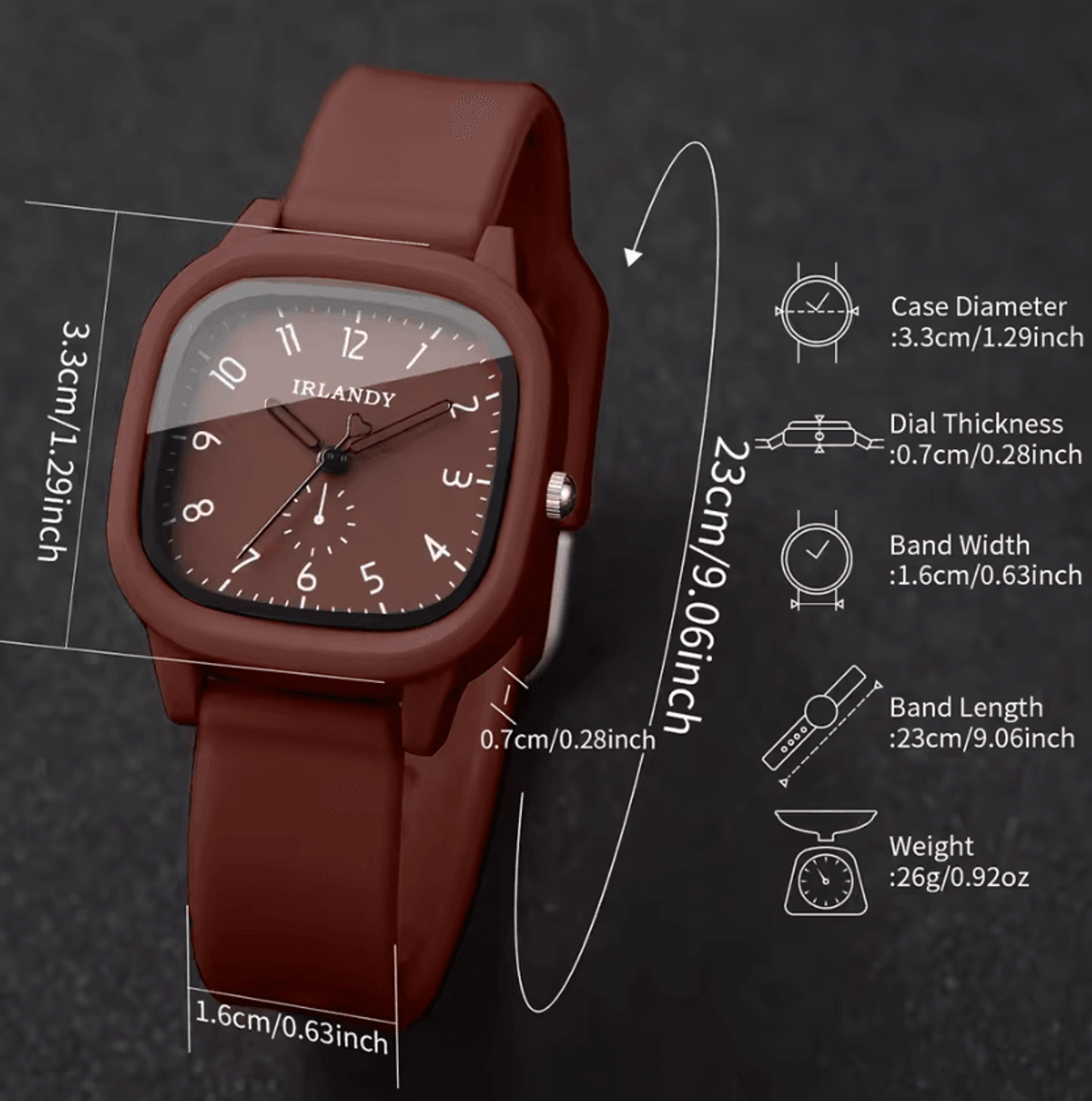 Arabic Dial Square Quartz Watch And Heart Bracelet Set 3