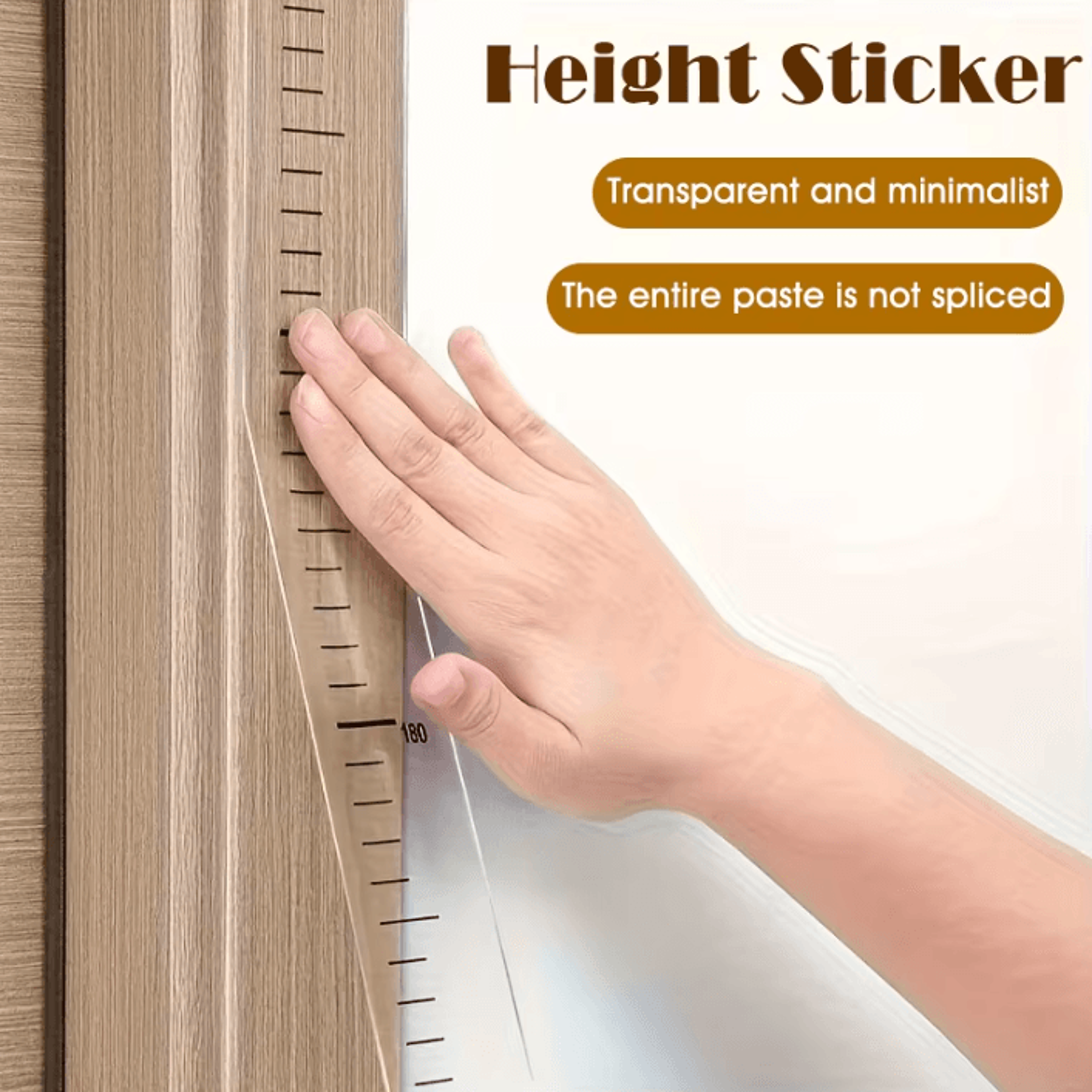 2M Transparent Kids Height Chart Self Adhesive Waterproof Wall Measuring Ruler 0