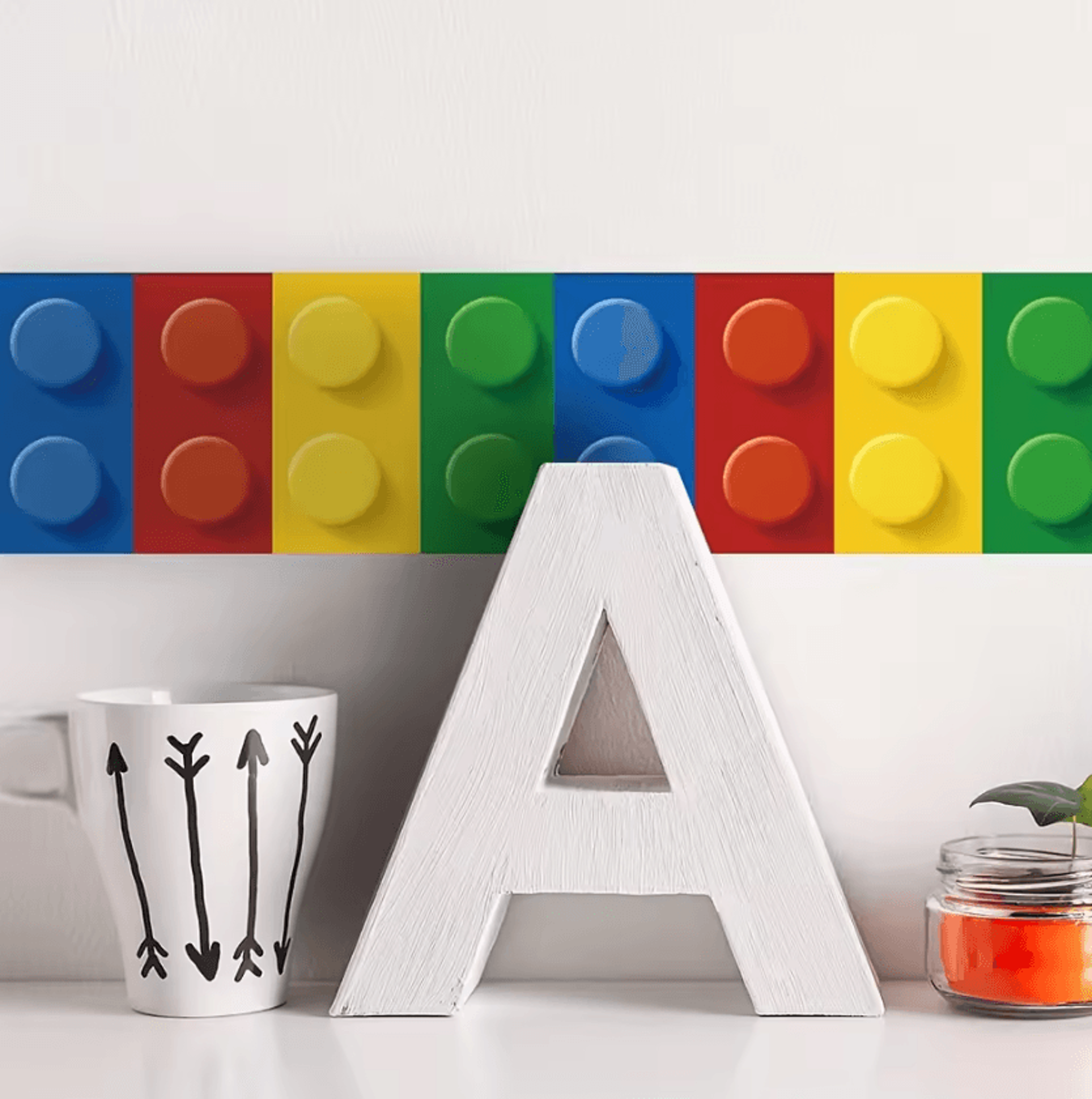 Building Block Self Adhesive Wall Border Waterproof Removable Sticker 4