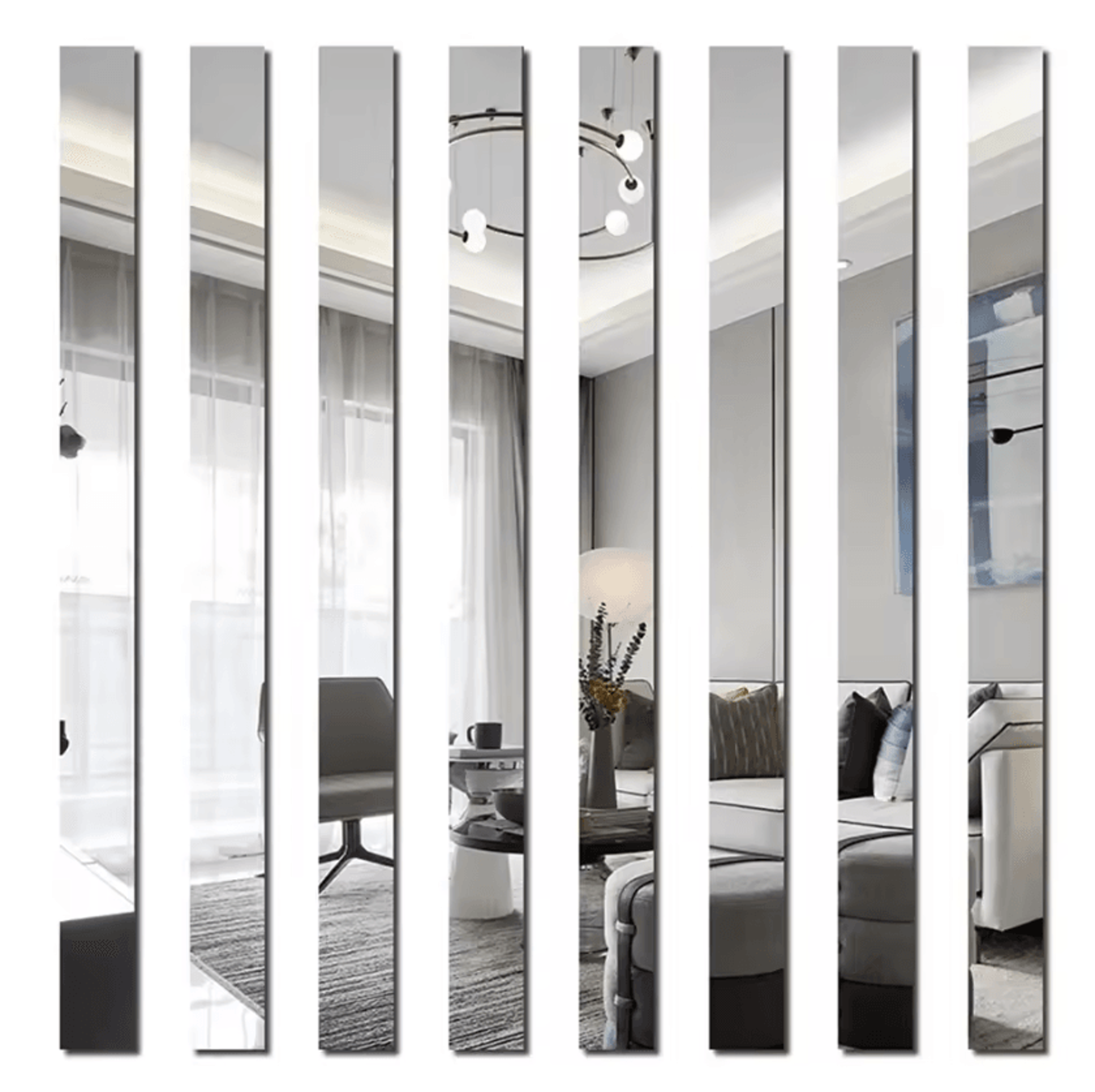 3D Acrylic Mirror Strip Wall Stickers DIY Modern Line Wall Decor 0