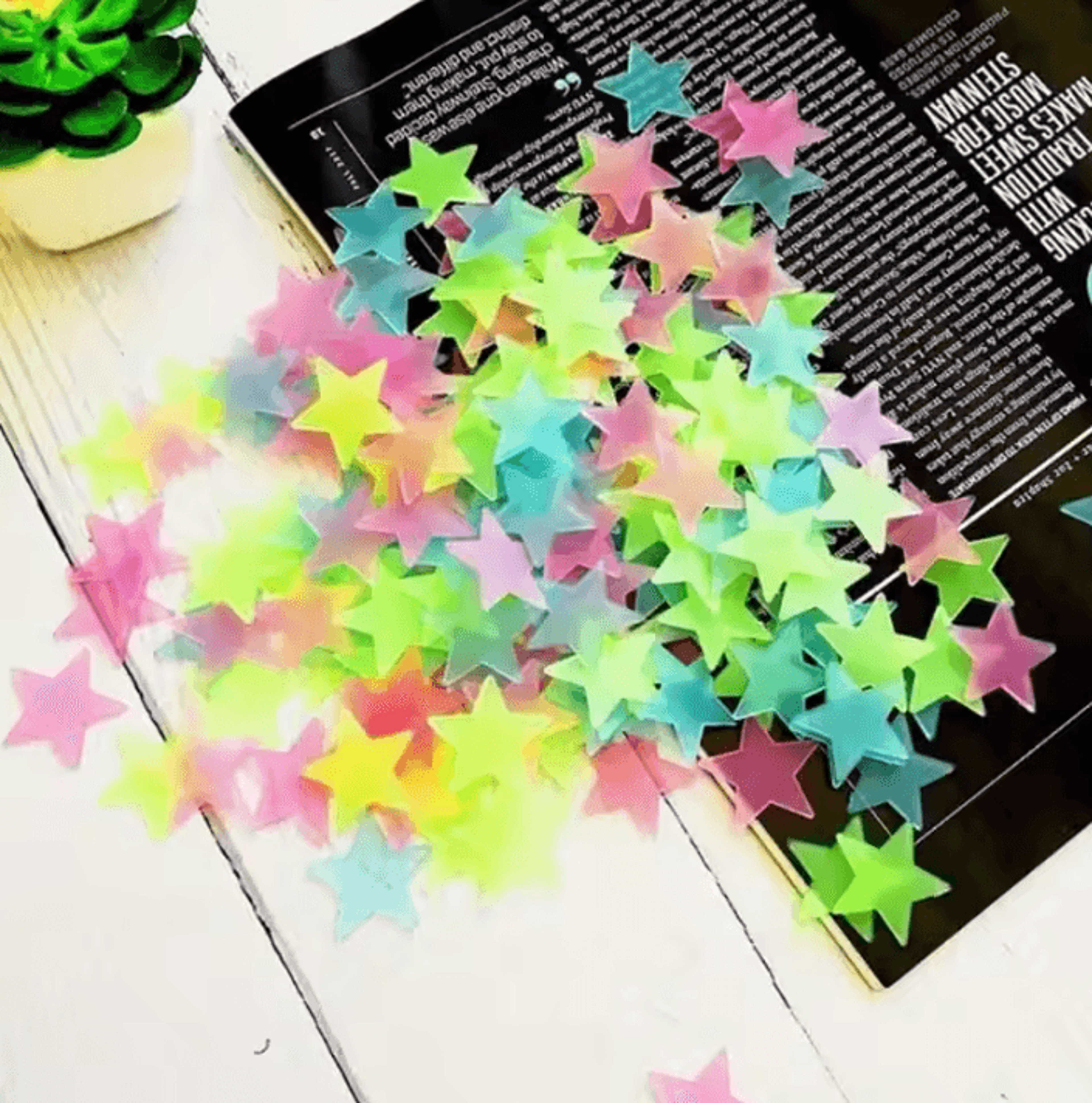 100 Piece 3D Glow In The Dark Star Wall Stickers For Kids Room 5