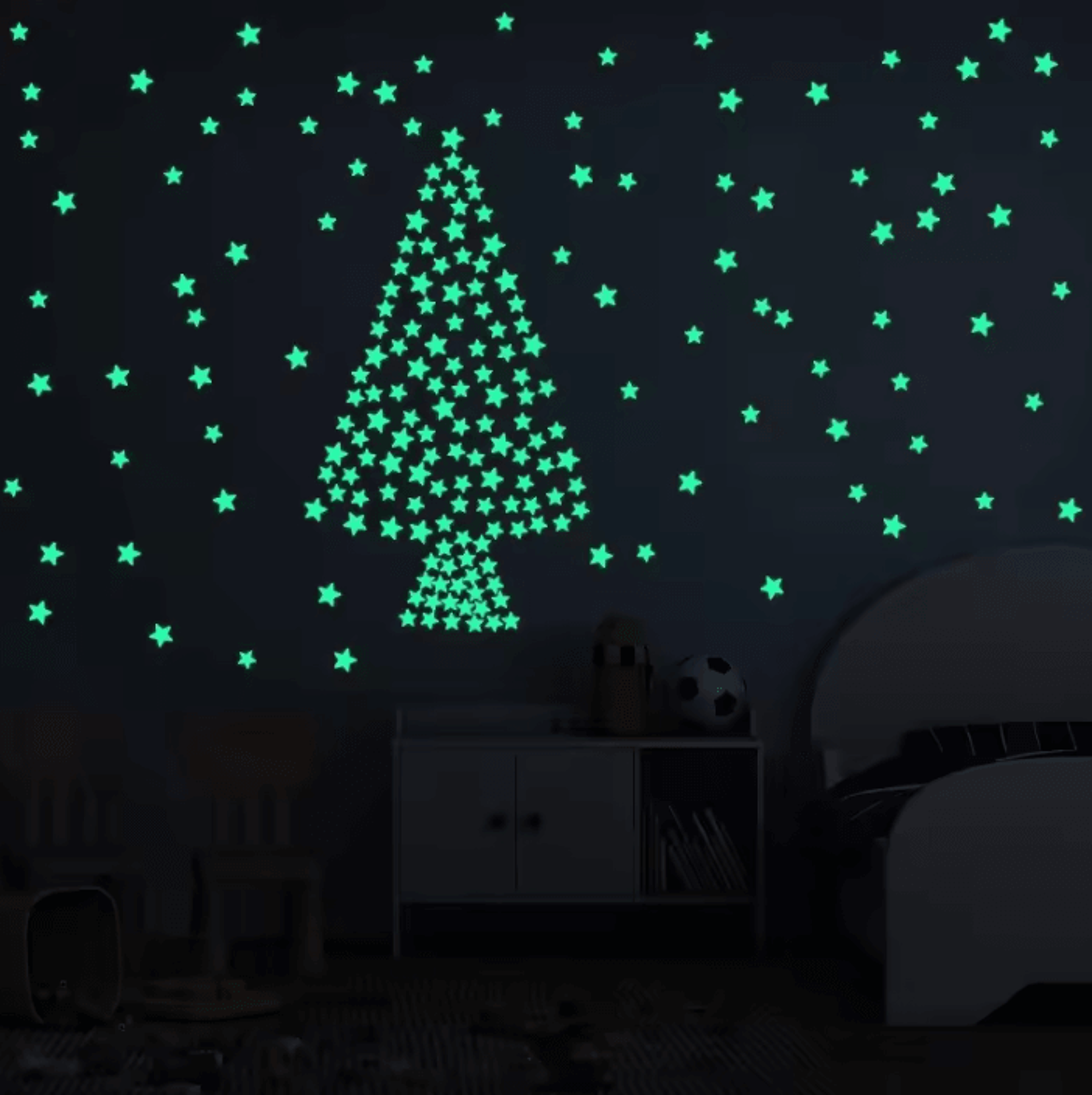 100 Piece 3D Glow In The Dark Star Wall Stickers For Kids Room 3