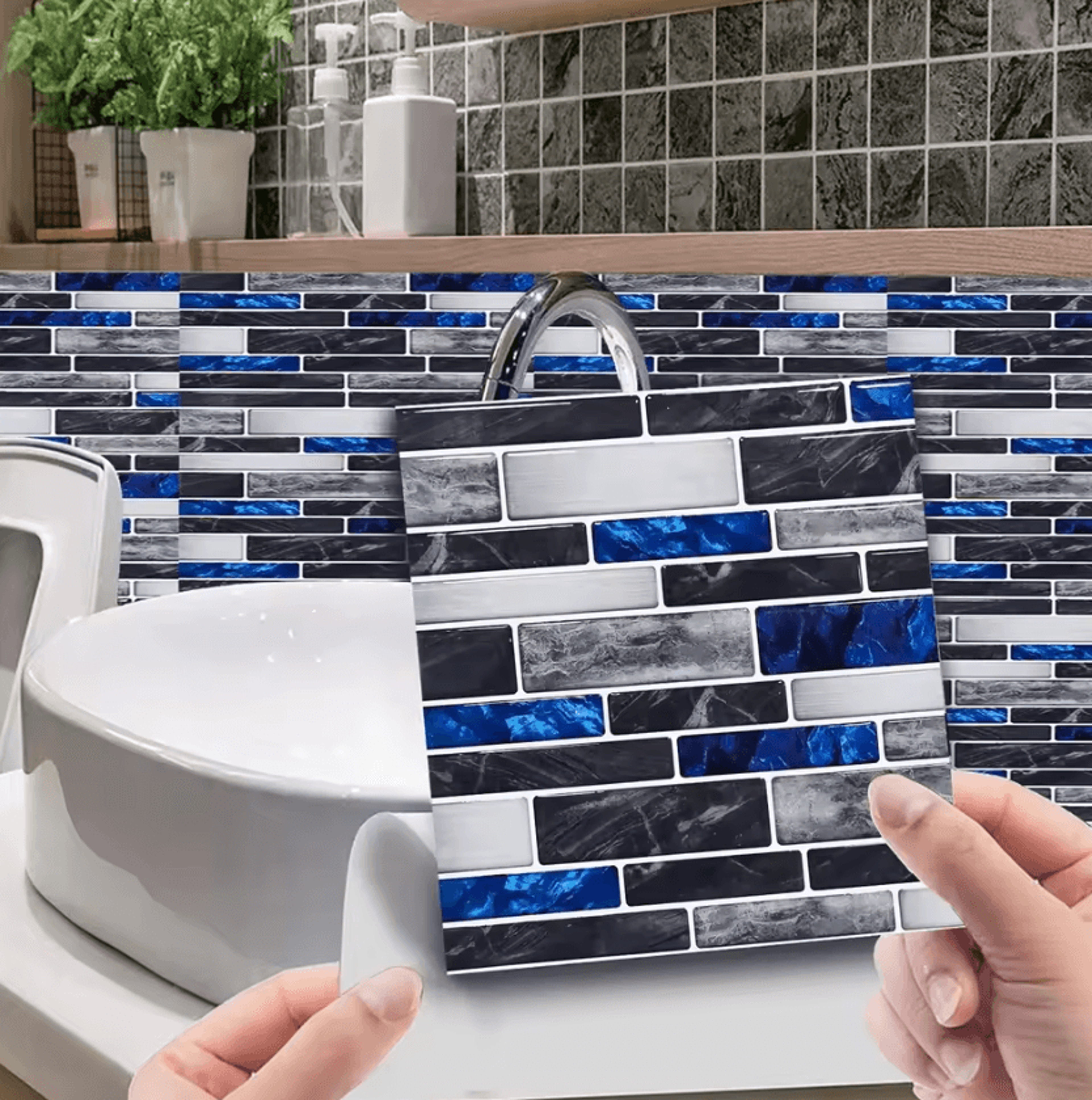 10 Piece Marble Mosaic Peel And Stick Backsplash Tile Stickers 1