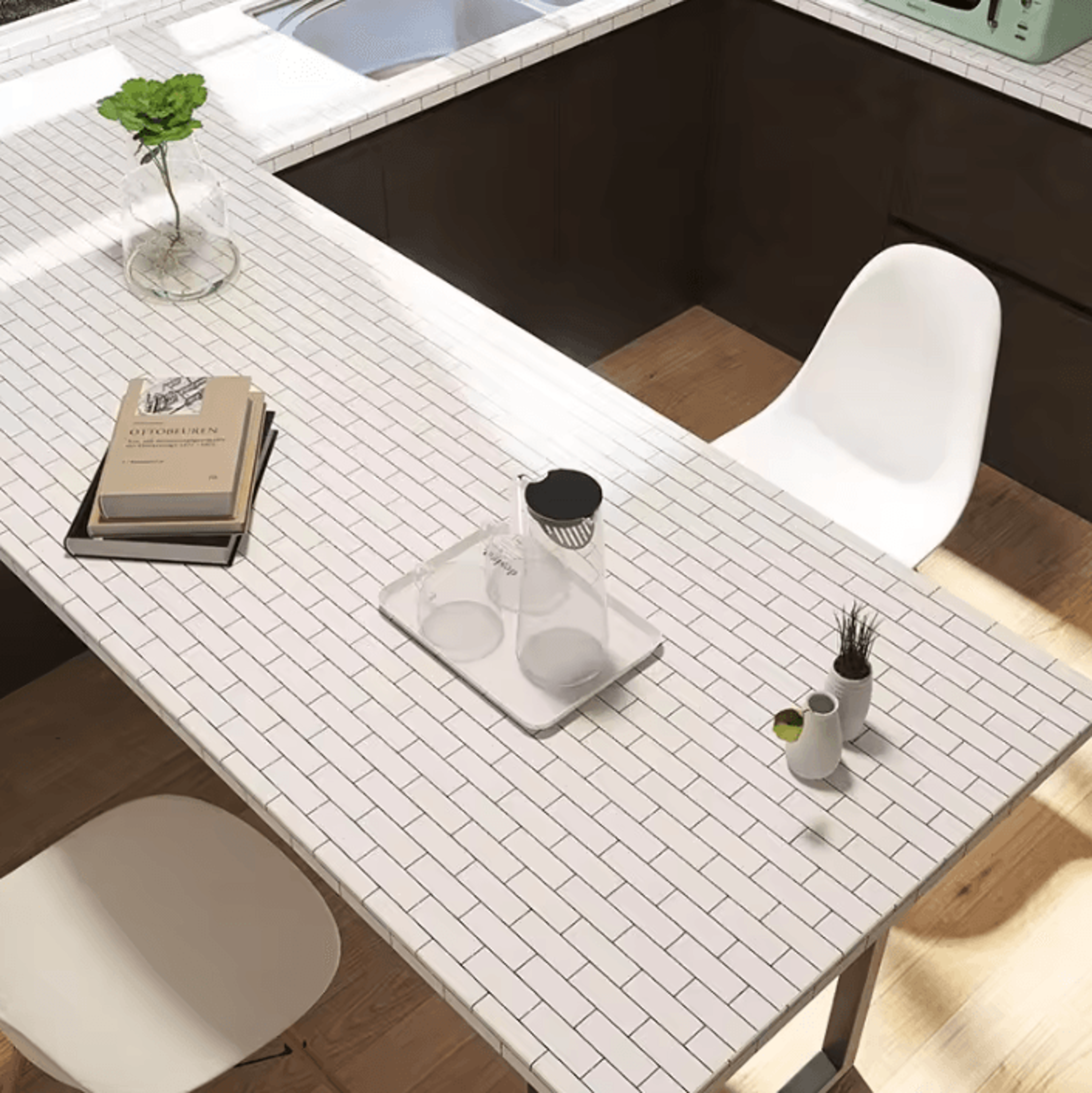 White Brick Peel And Stick Kitchen Backsplash Wallpaper 3
