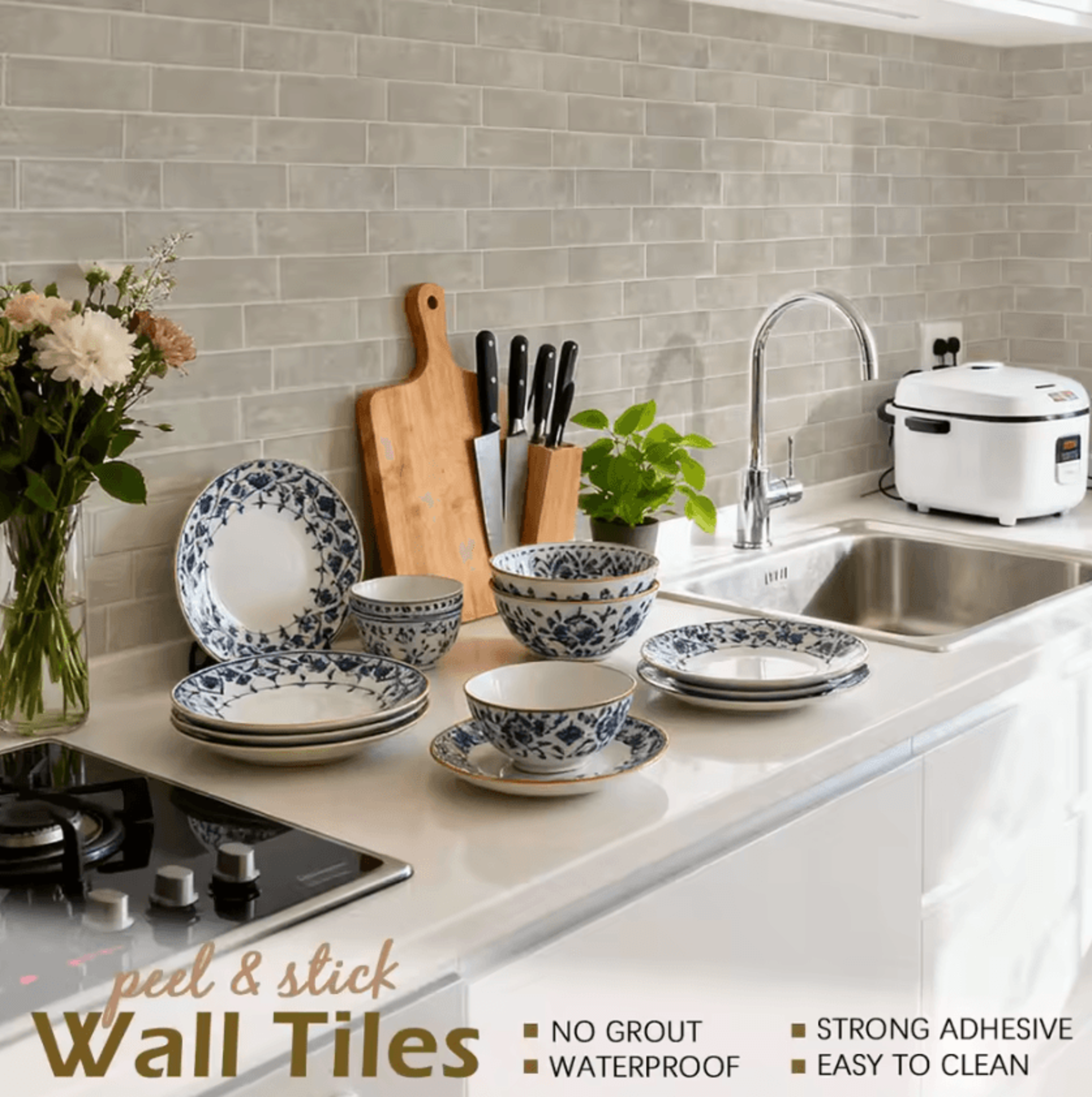 Green And Yellow 3D Peel And Stick Backsplash Tiles 3