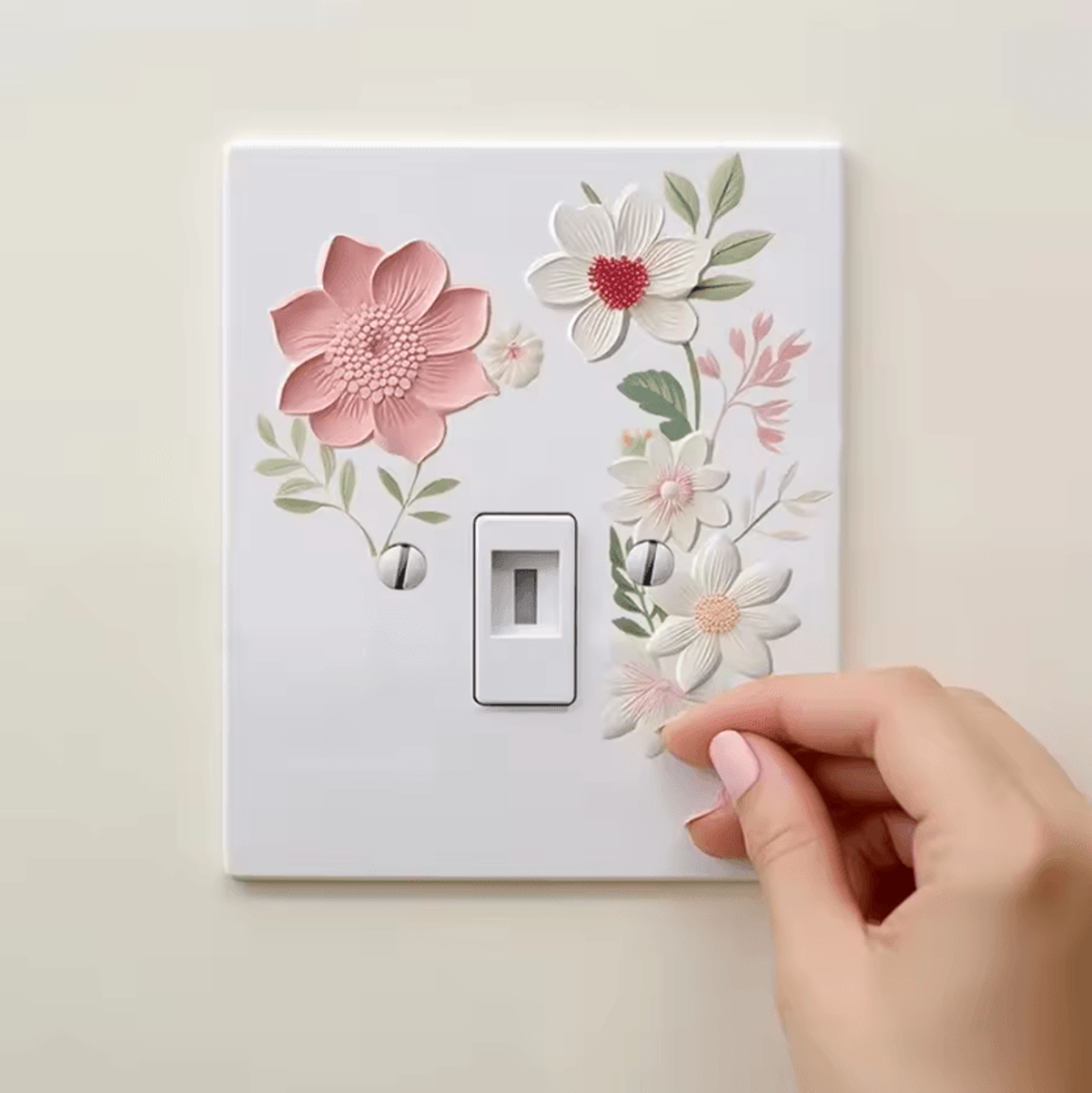 Floral Peel And Stick Light Switch Wall Decal 1