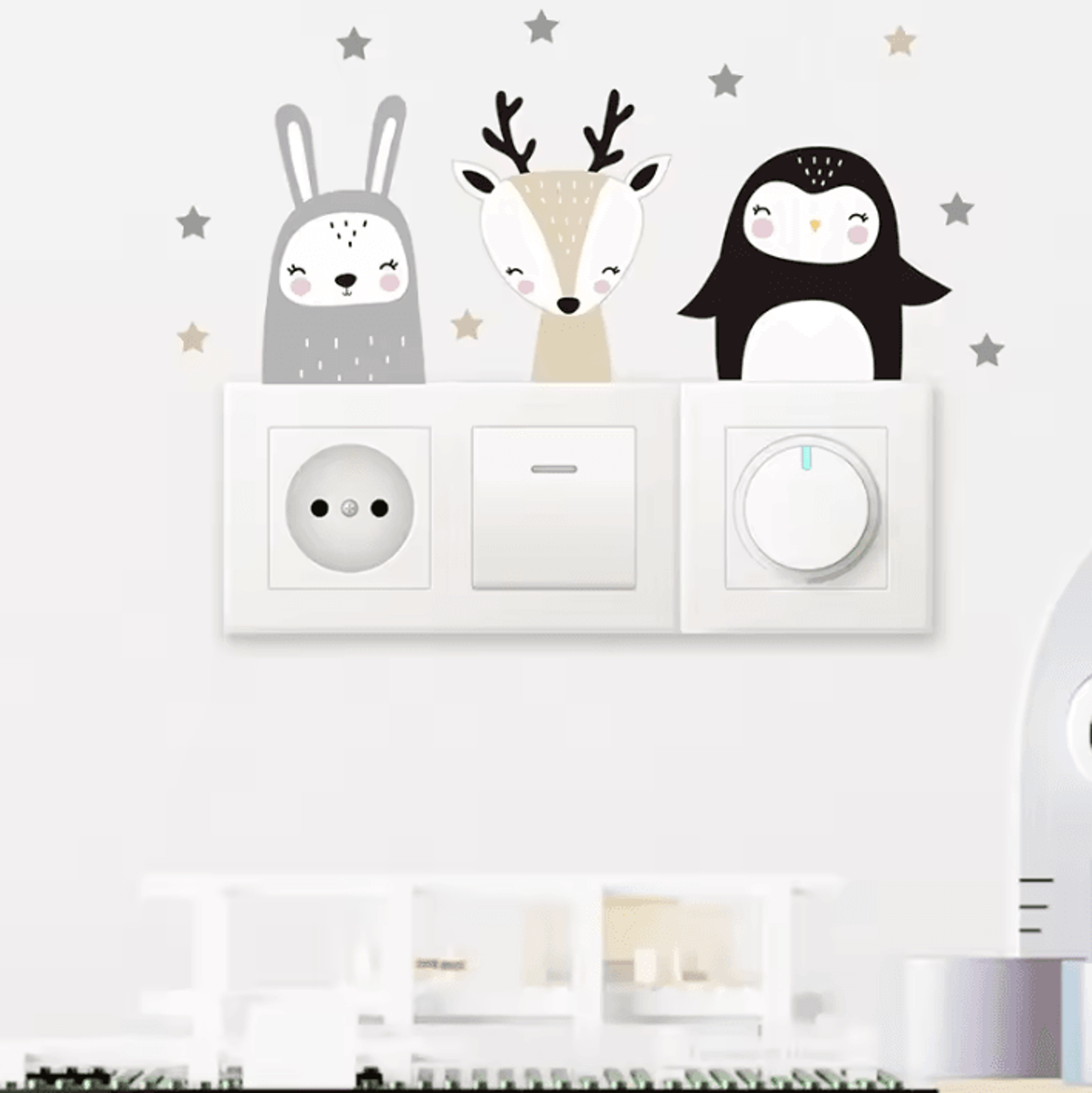 6 Piece Boho Cute Animal Switch Wall Stickers 0
