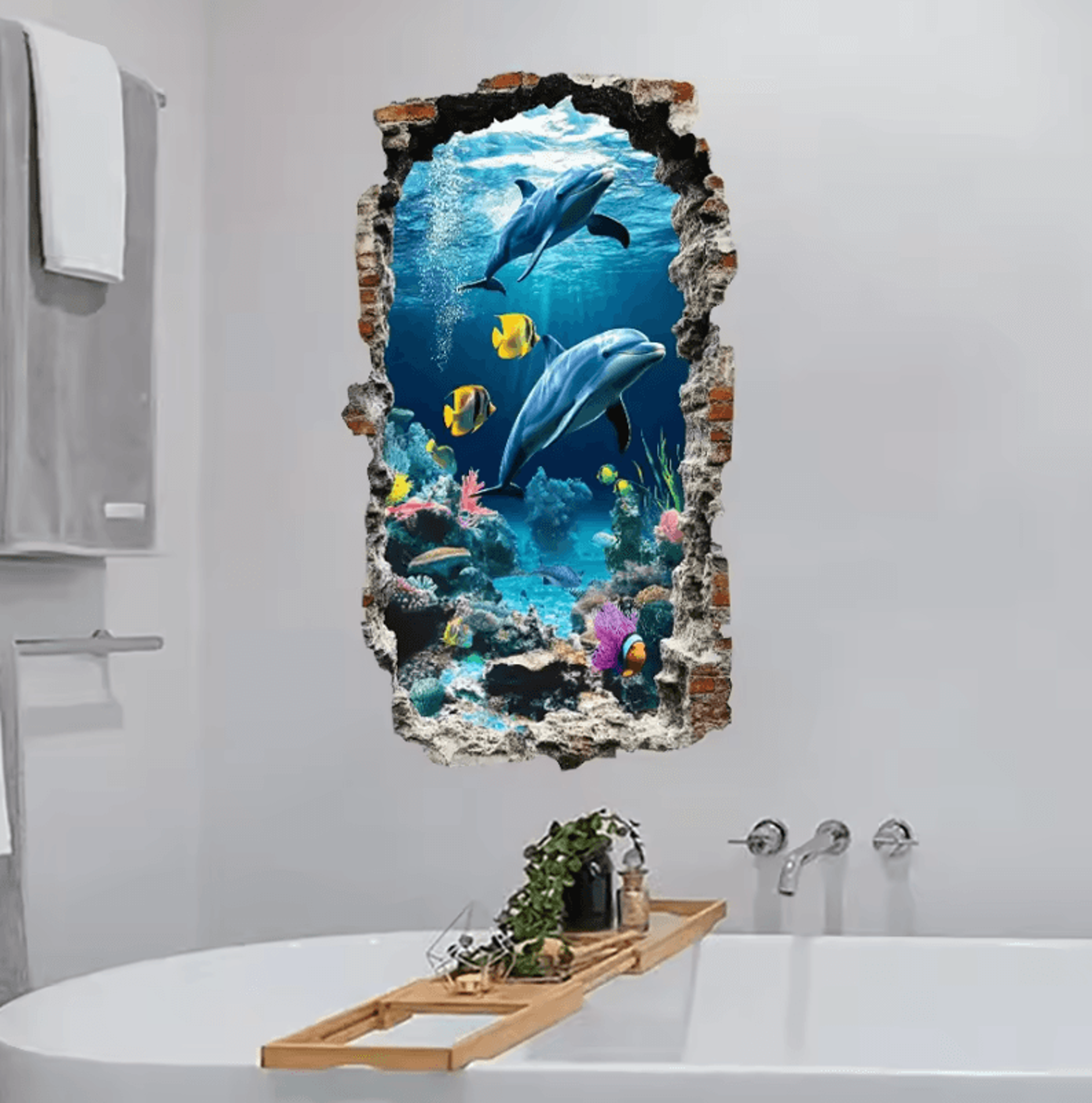 3D Ocean World Wall Decal Self Adhesive Underwater Wall Sticker 4