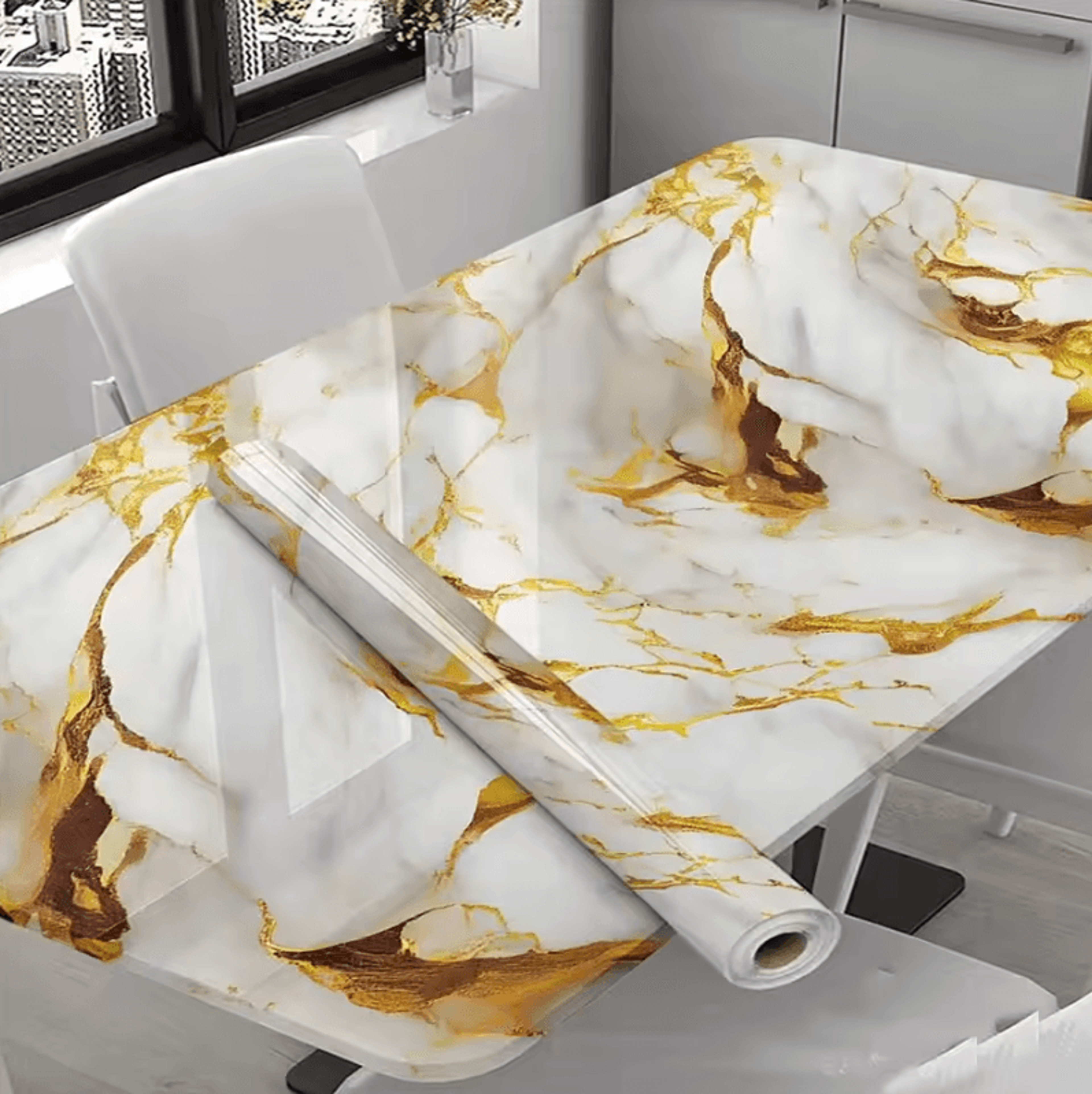 Yellow Marble Peel And Stick Kitchen Wallpaper 0