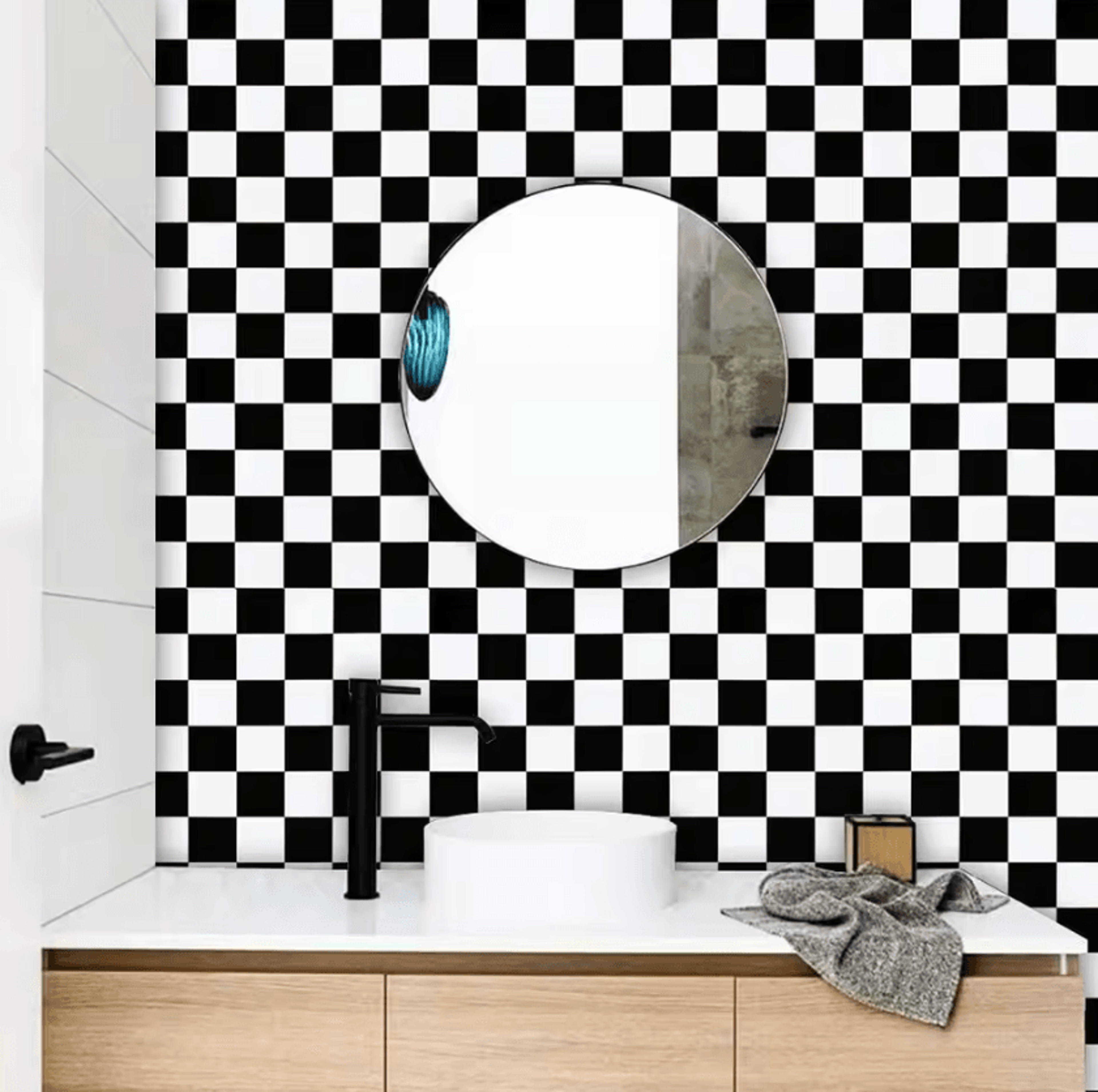 Black And White Checkered Peel And Stick Wallpaper 2