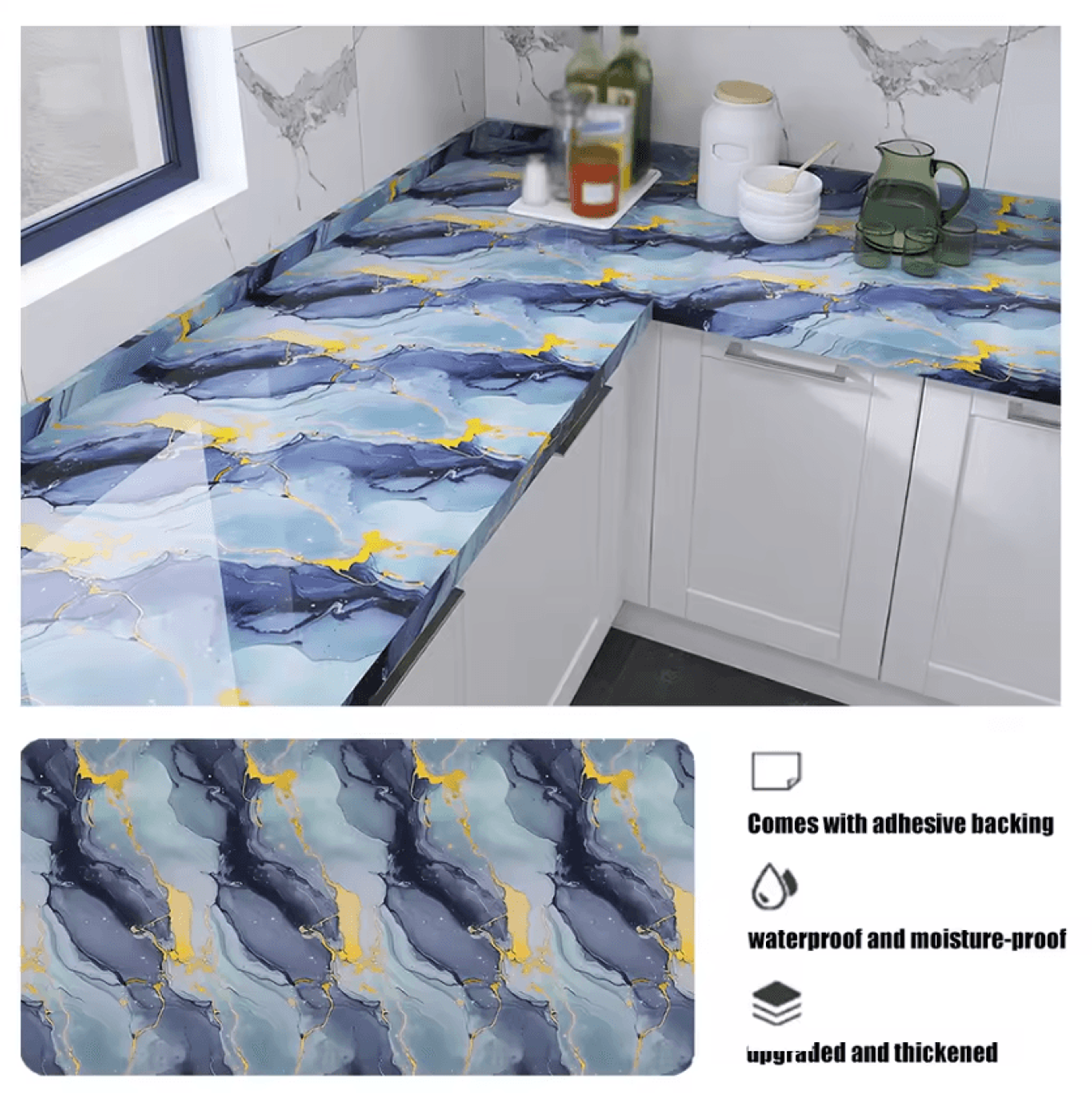 40CM Marble Peel And Stick Countertop Wallpaper 5