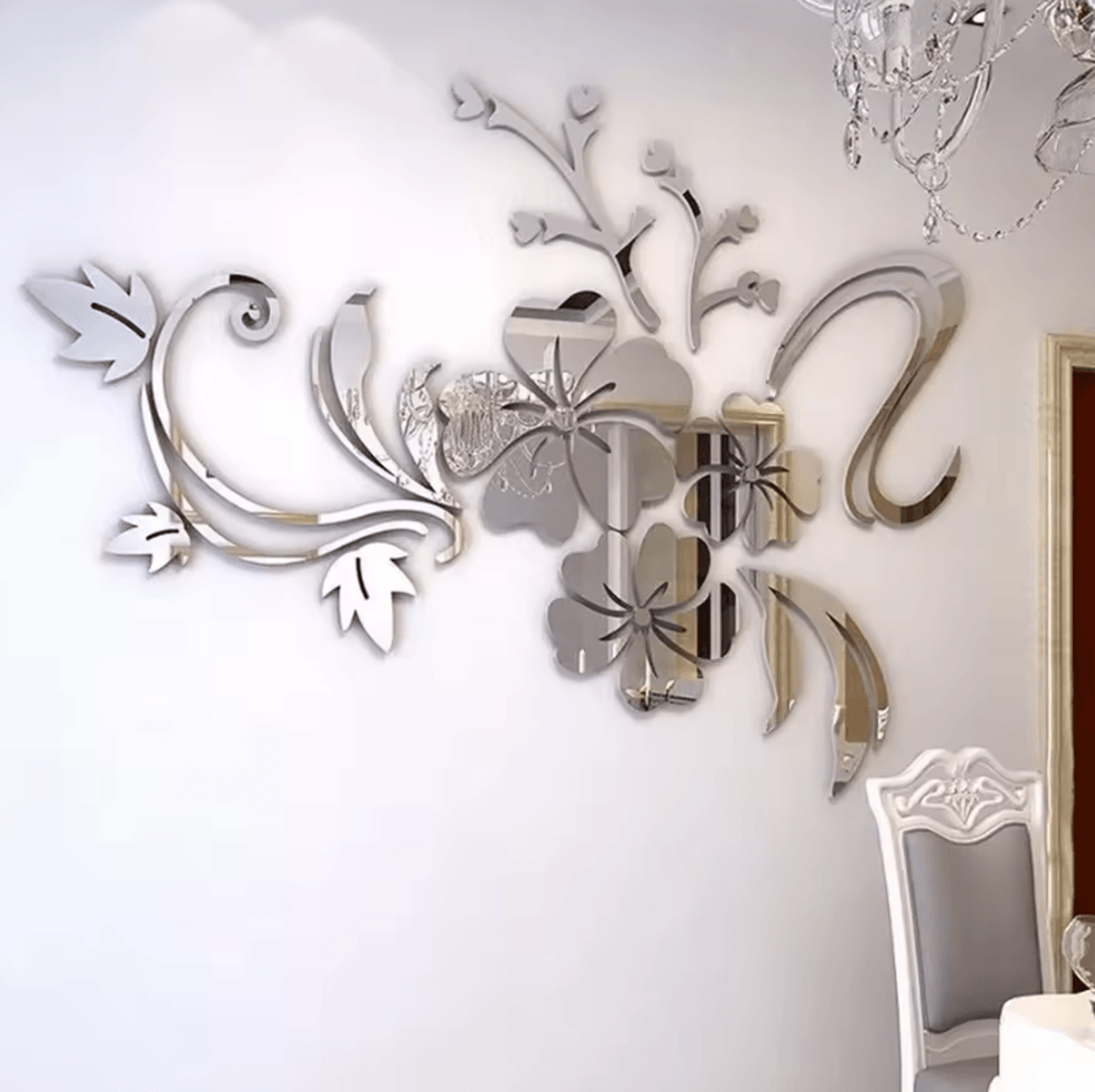 Large 3D Flower Acrylic Mirror Wall Decor 1