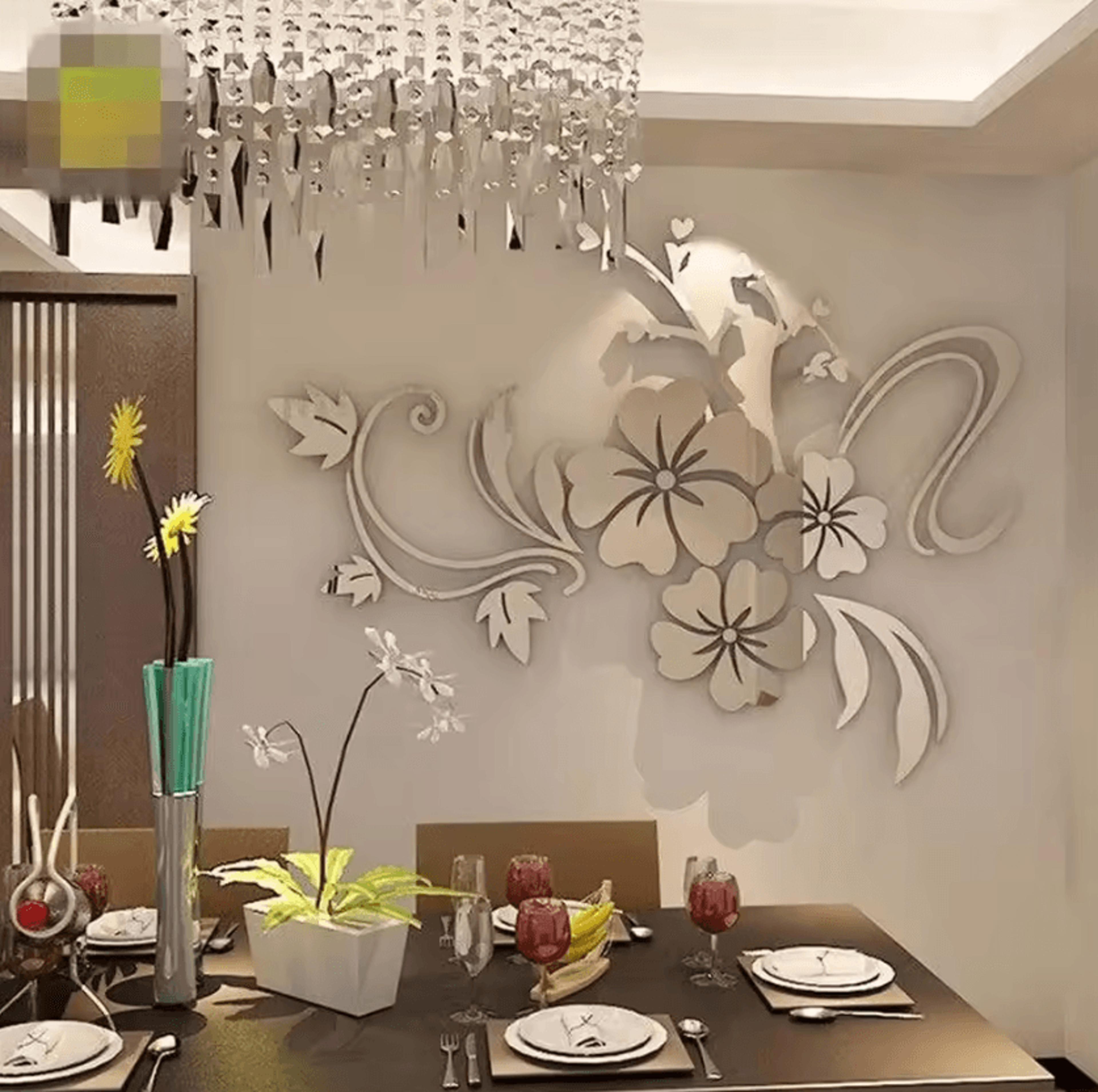 Large 3D Flower Acrylic Mirror Wall Decor 2
