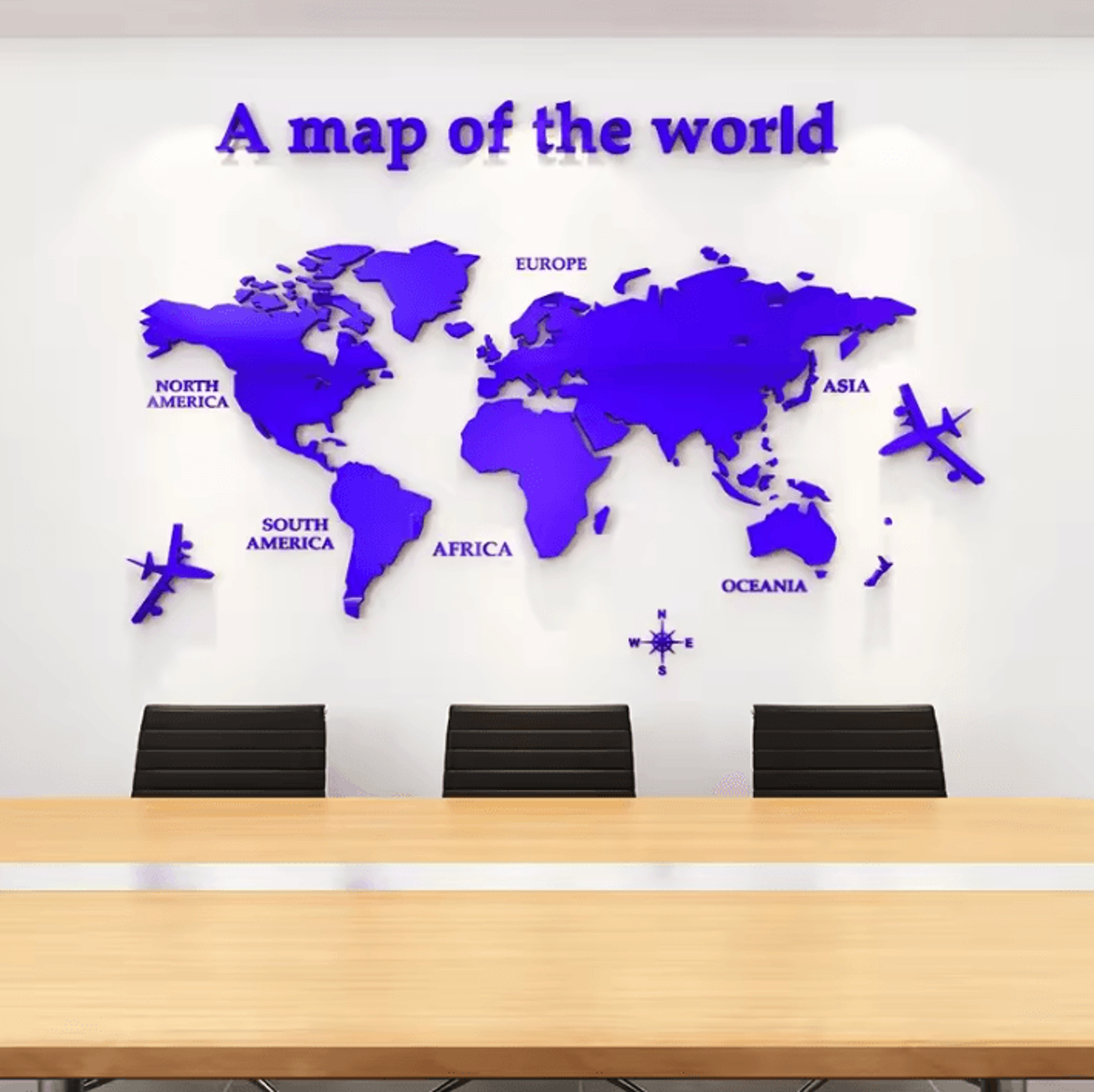 Large 3D Acrylic World Map Mirror Wall Decor 1