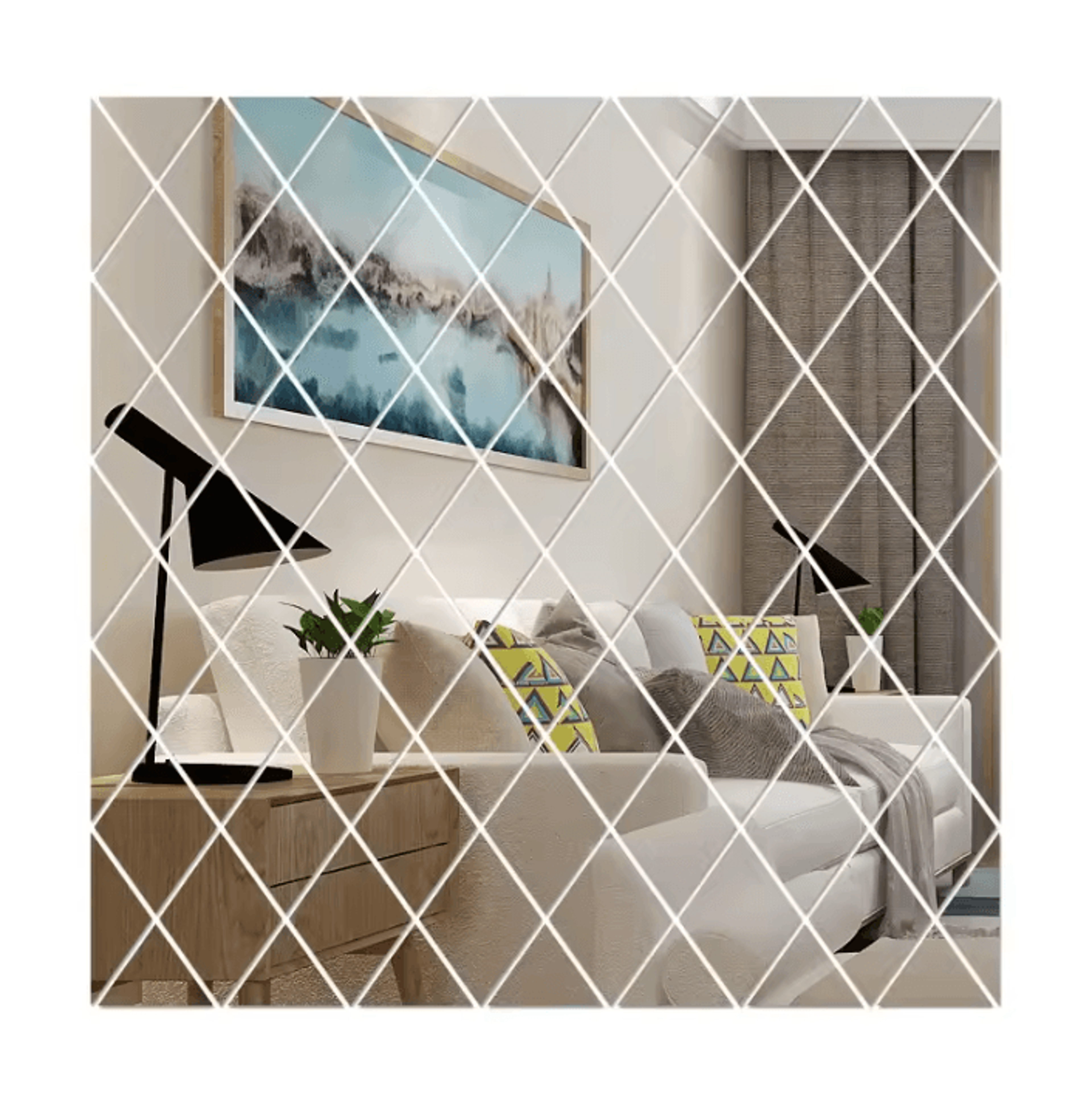 3D Rhombus Acrylic Mirror Wall Sticker Set 3