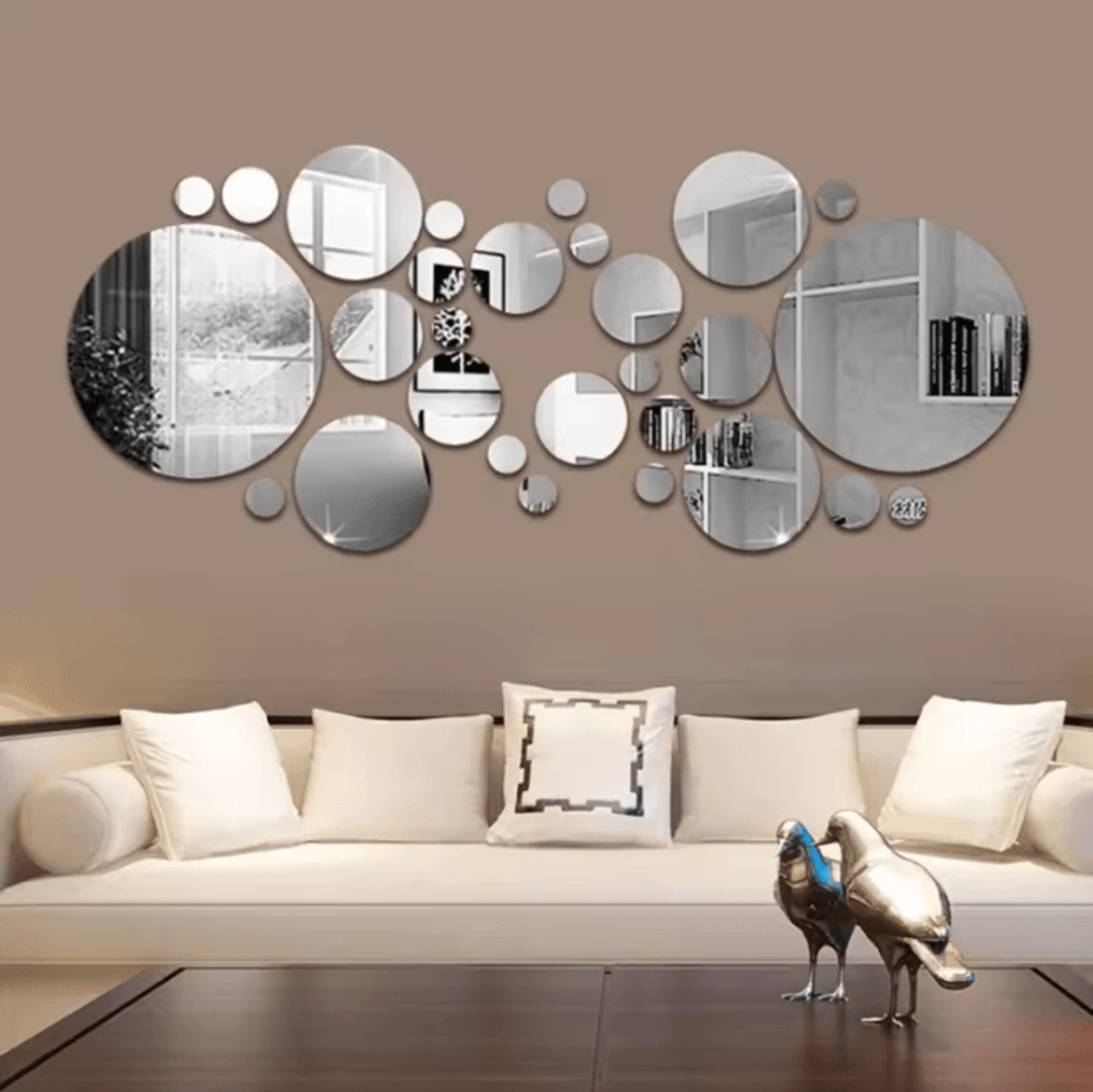 26 Piece Round Acrylic Mirror Wall Sticker Set 0
