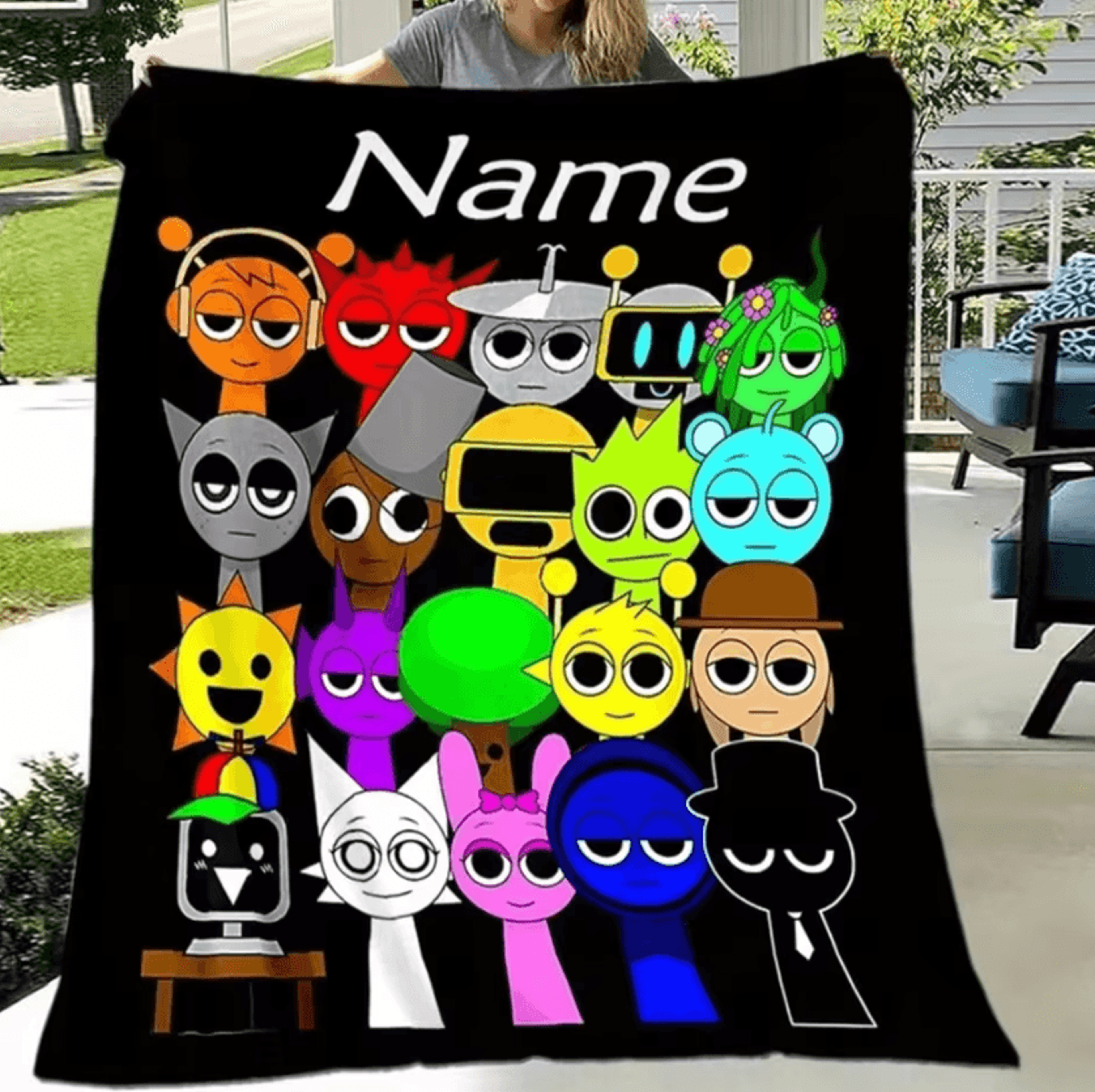 Personalized Sprunki Flannel Blanket For Kids 0
