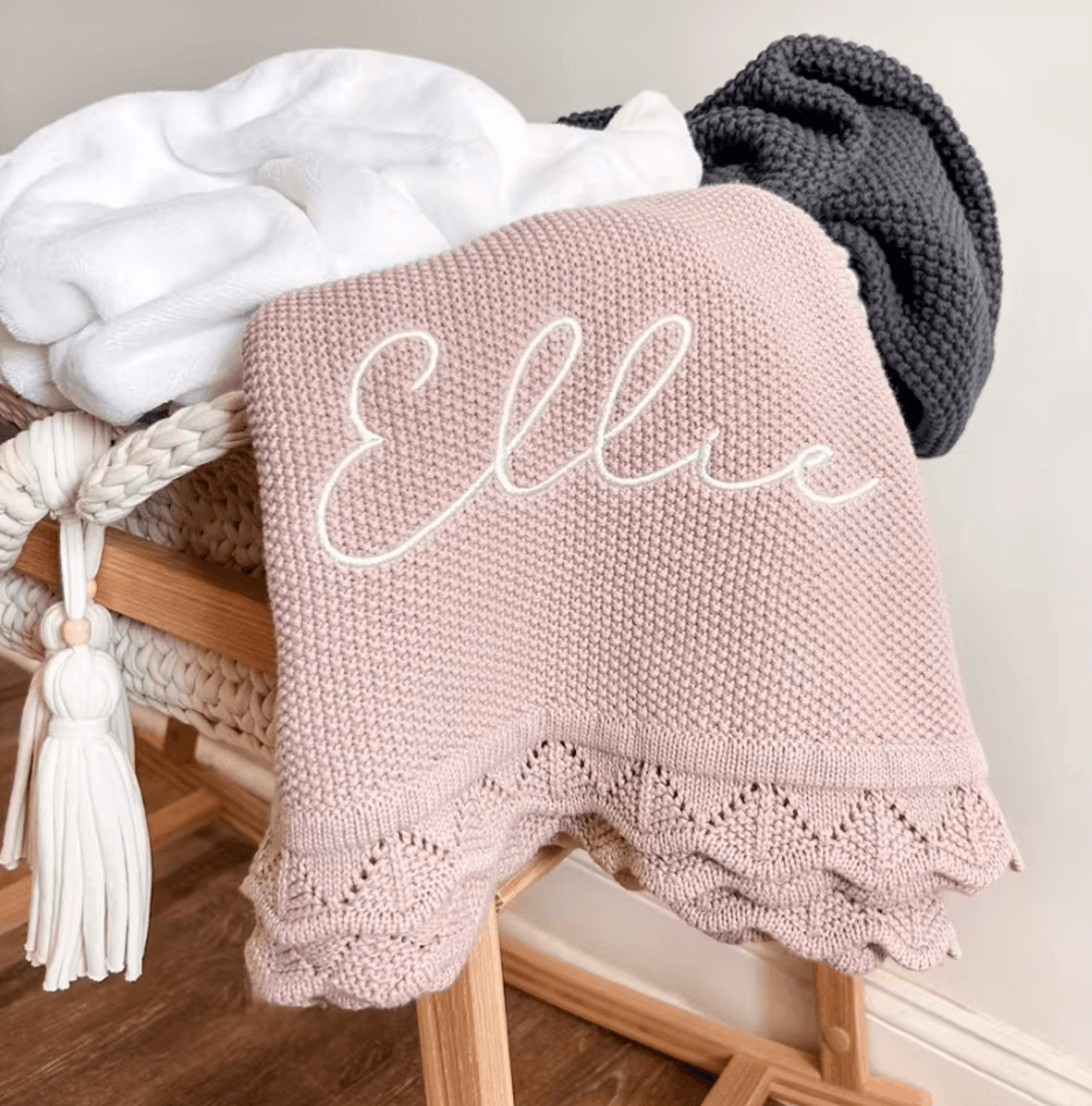 Personalized Knitted Baby Name Blanket 1
