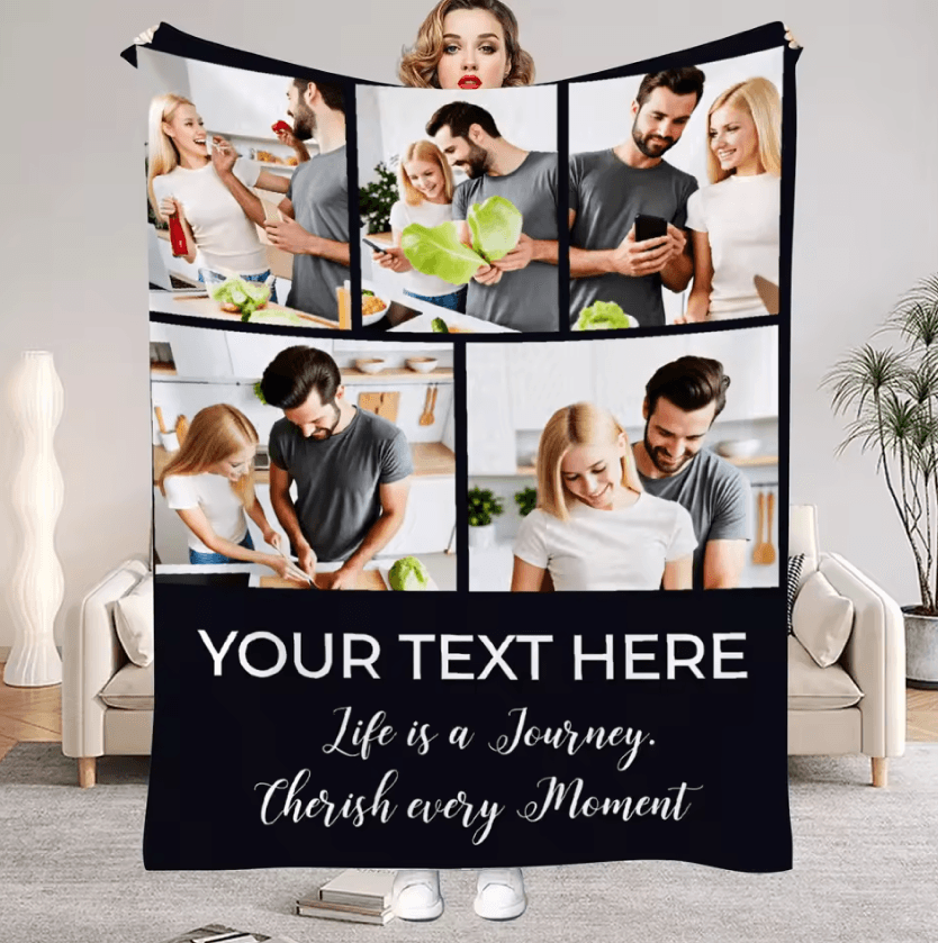 Personalized Photo Flannel Blanket For Couples 3