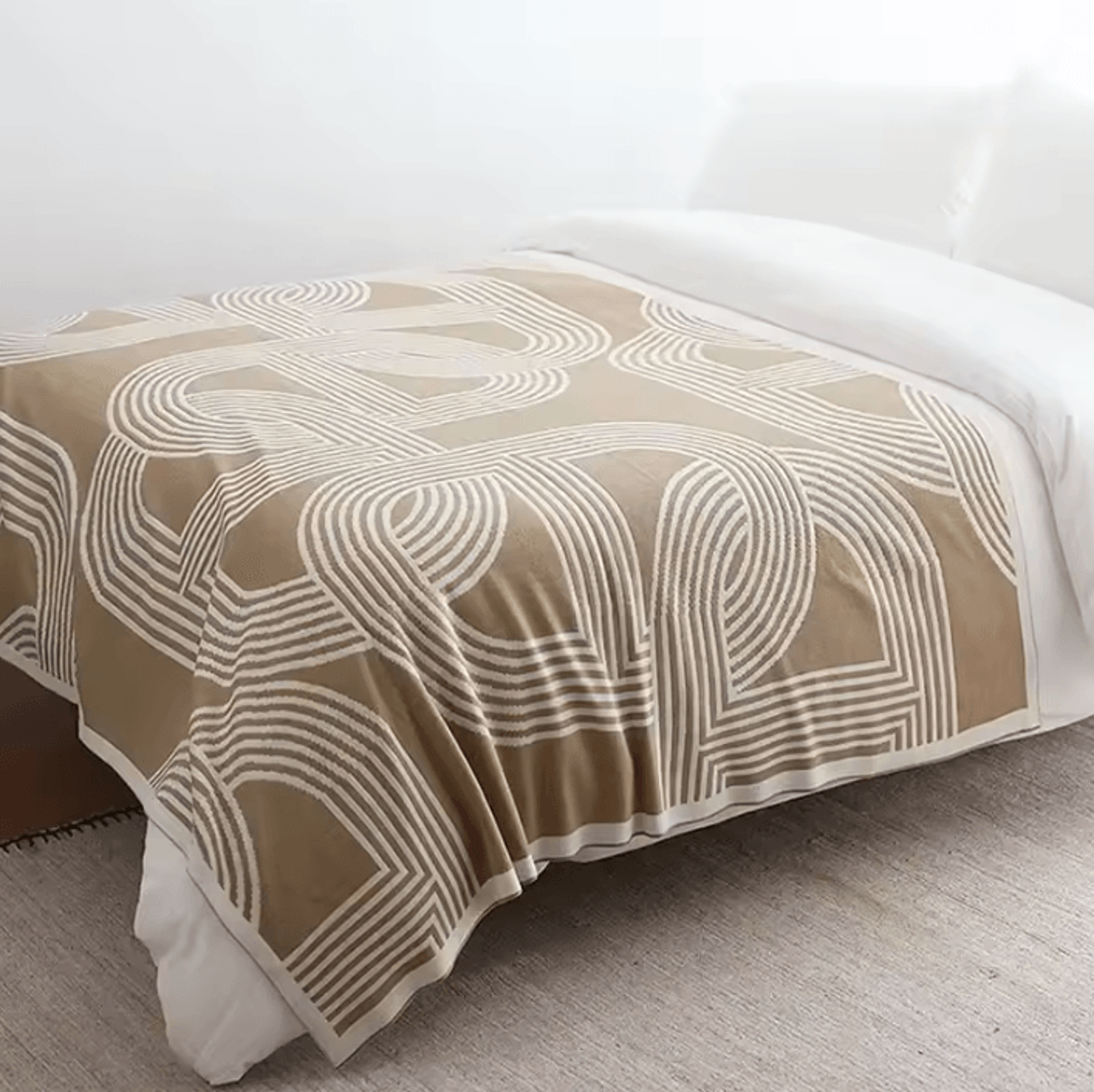 Nordic Geometric Knitted Throw Blanket 1