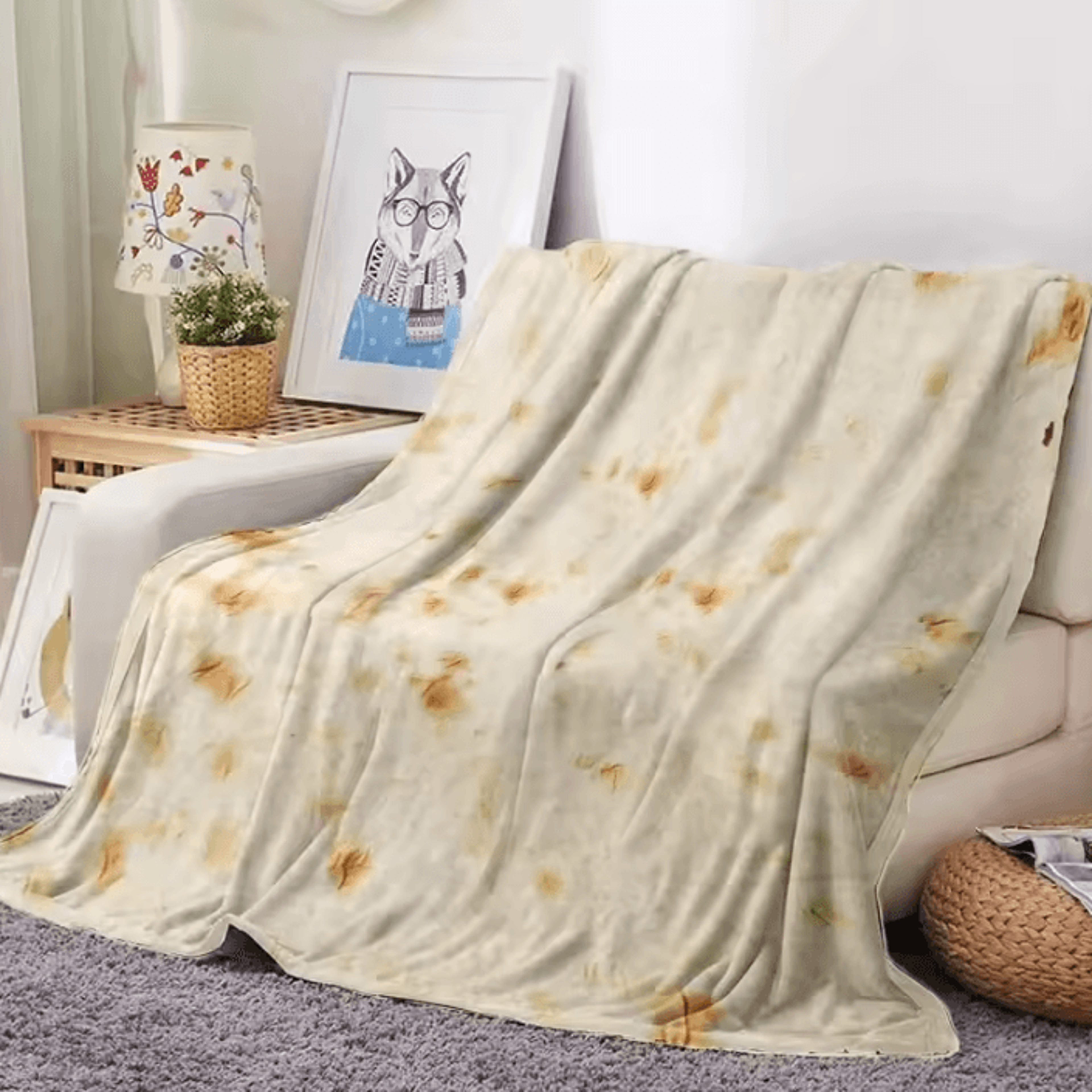 Burrito Tortilla Flannel Throw Blanket 3