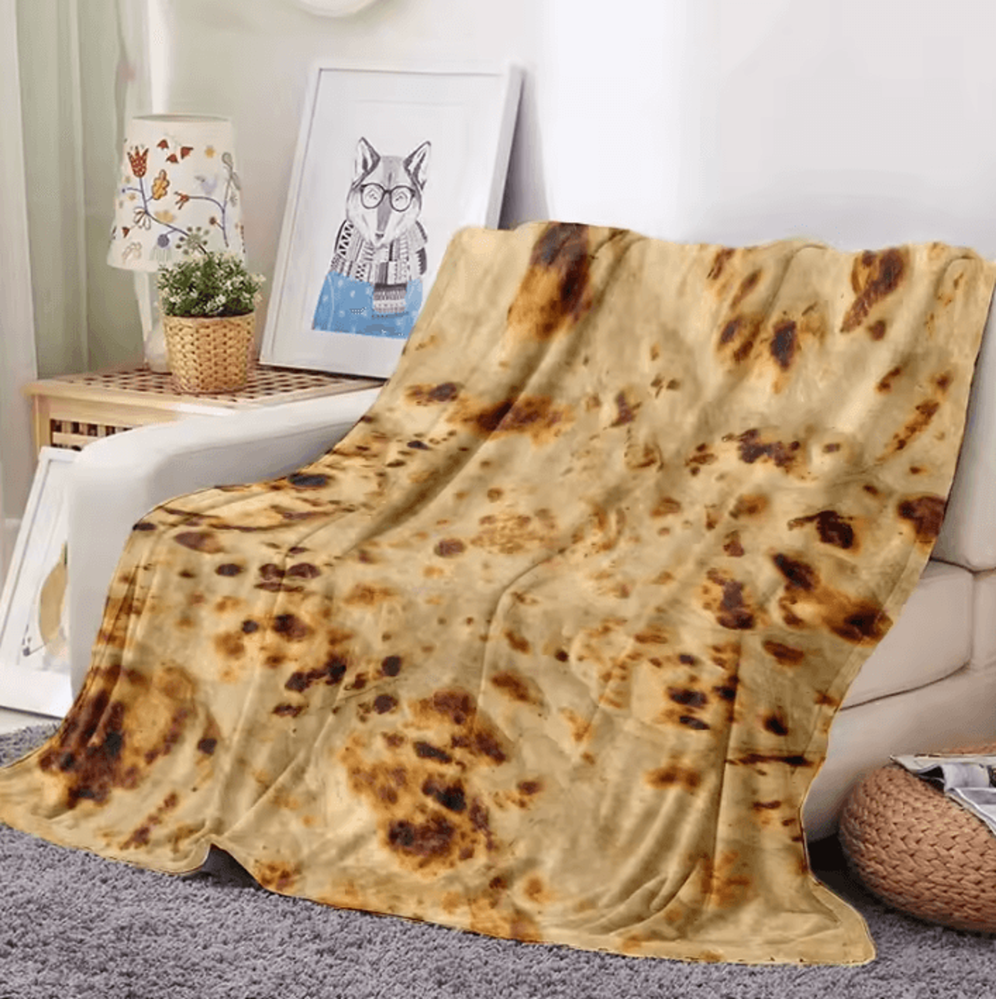 Burrito Tortilla Flannel Throw Blanket 4