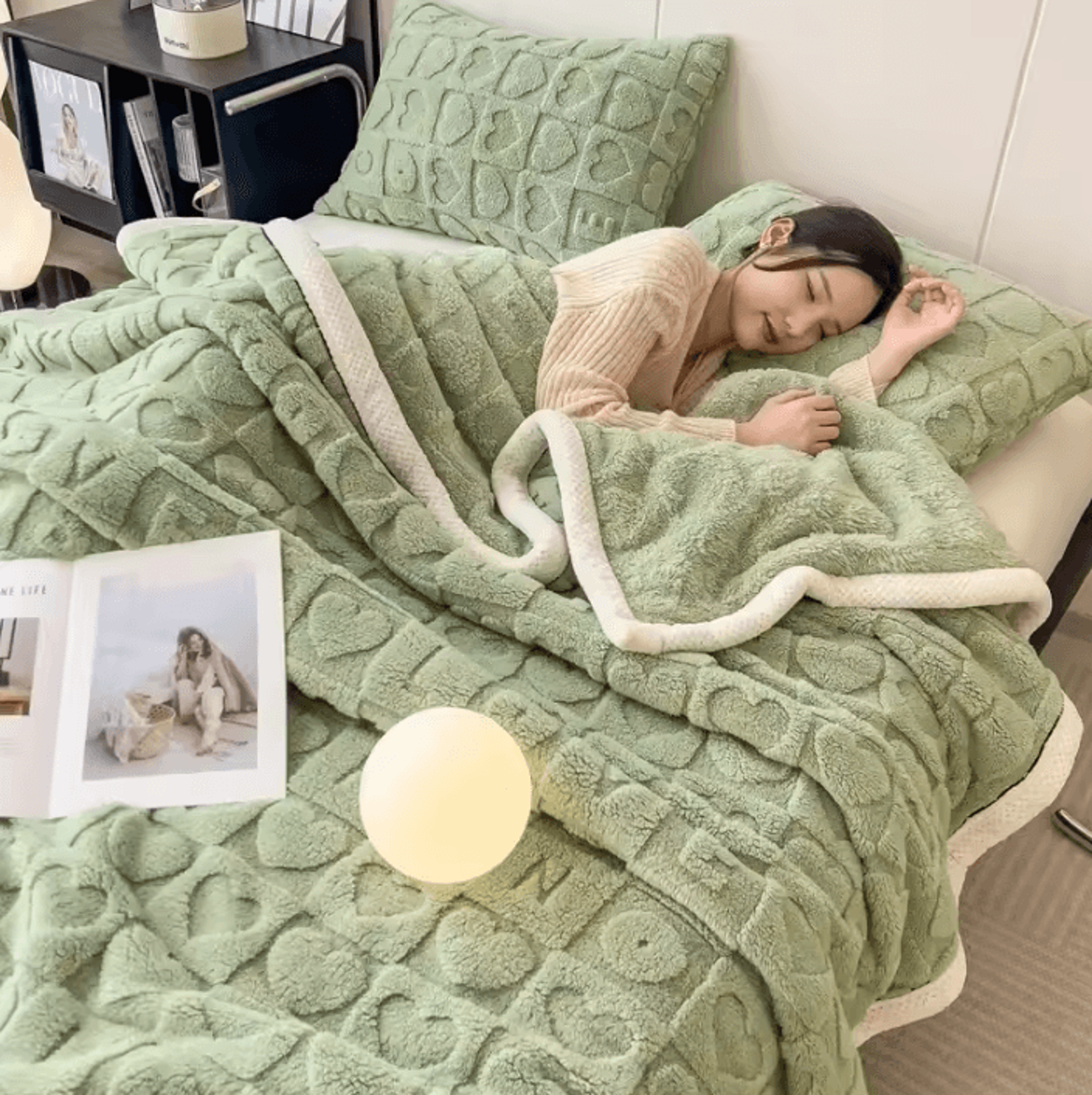 3D Heart Coral Fleece Throw Blanket 0