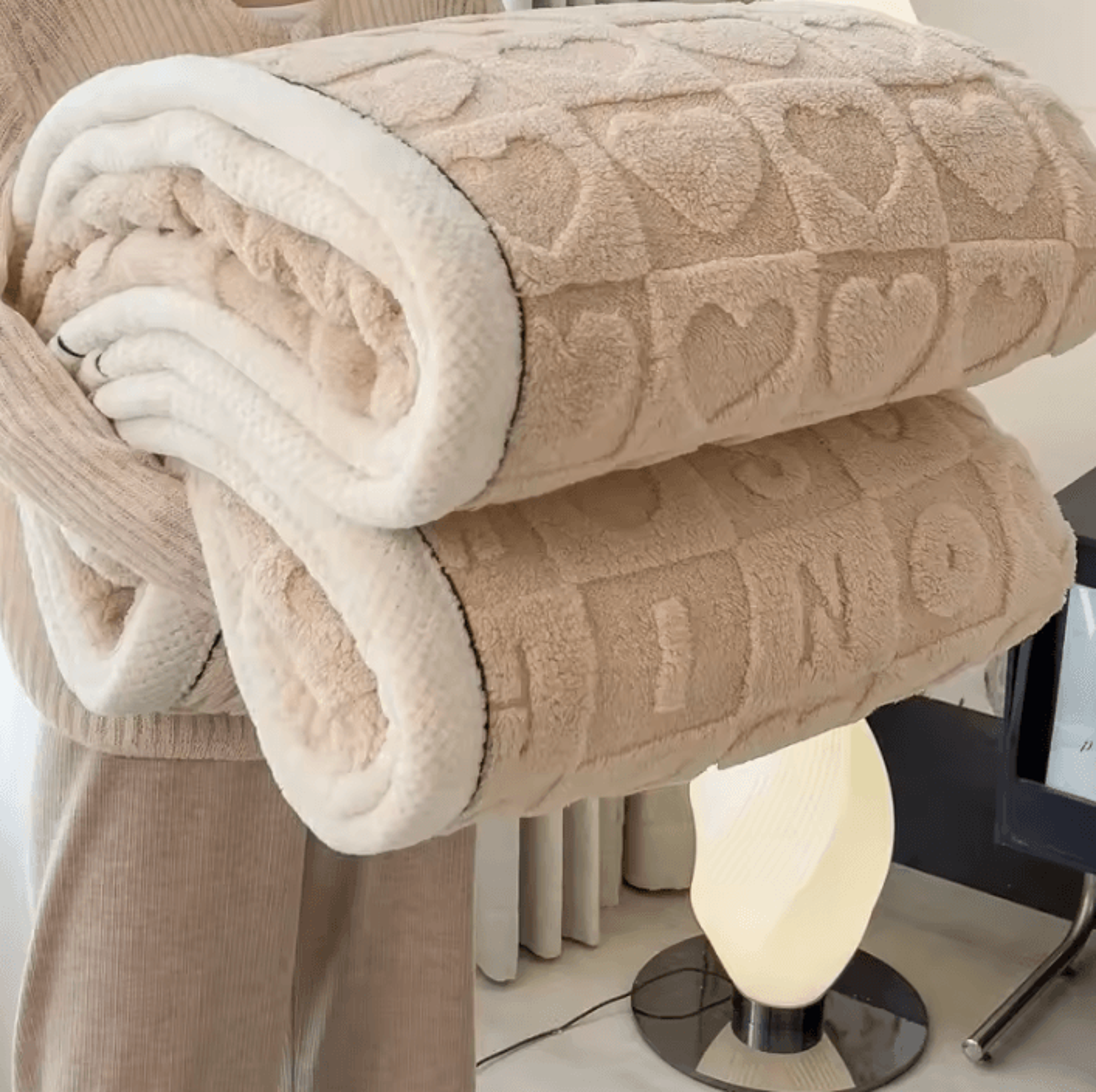 3D Heart Coral Fleece Throw Blanket 6