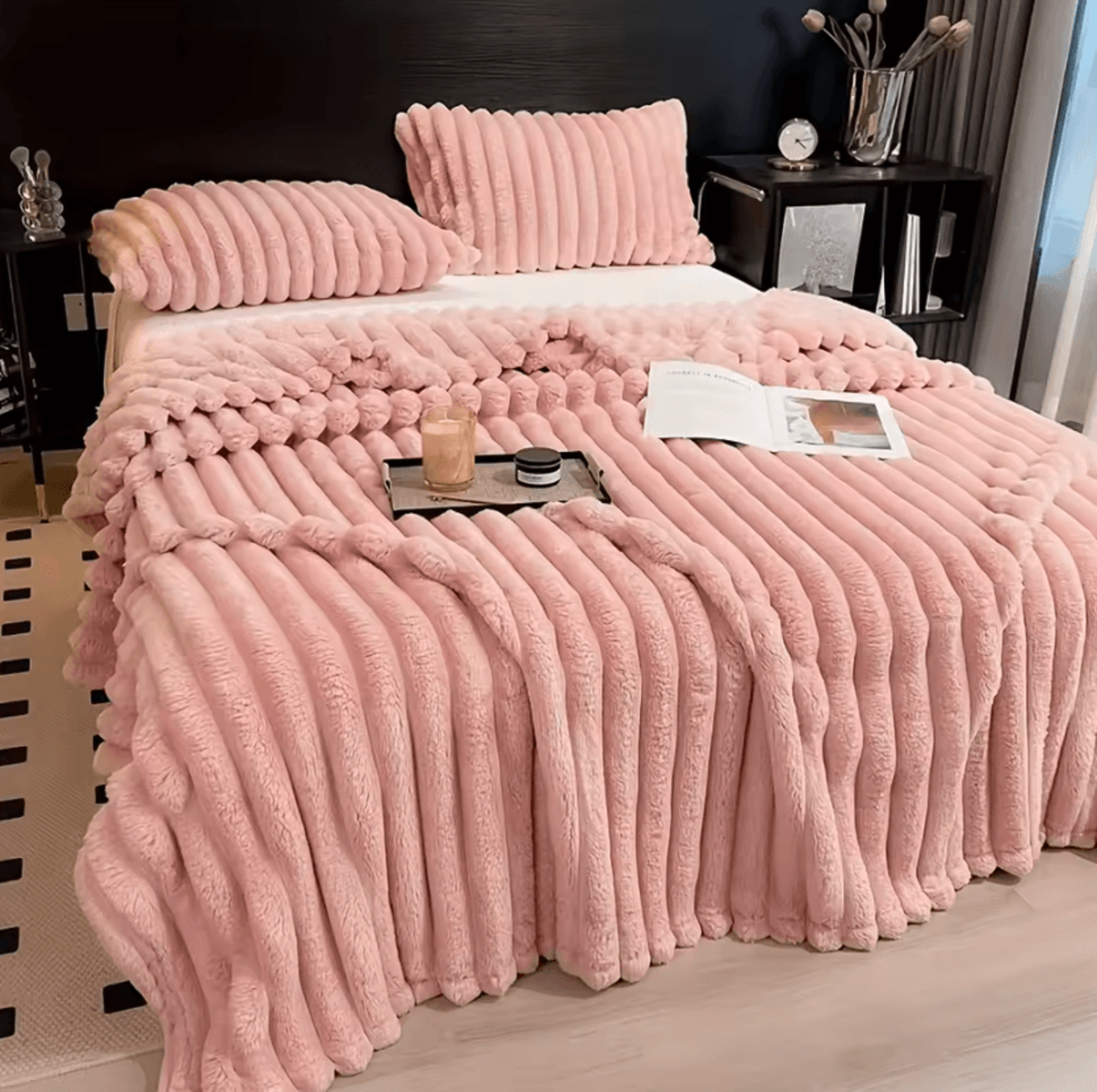 Thick Wide Striped Flannel Sofa And Bed Blanket 5
