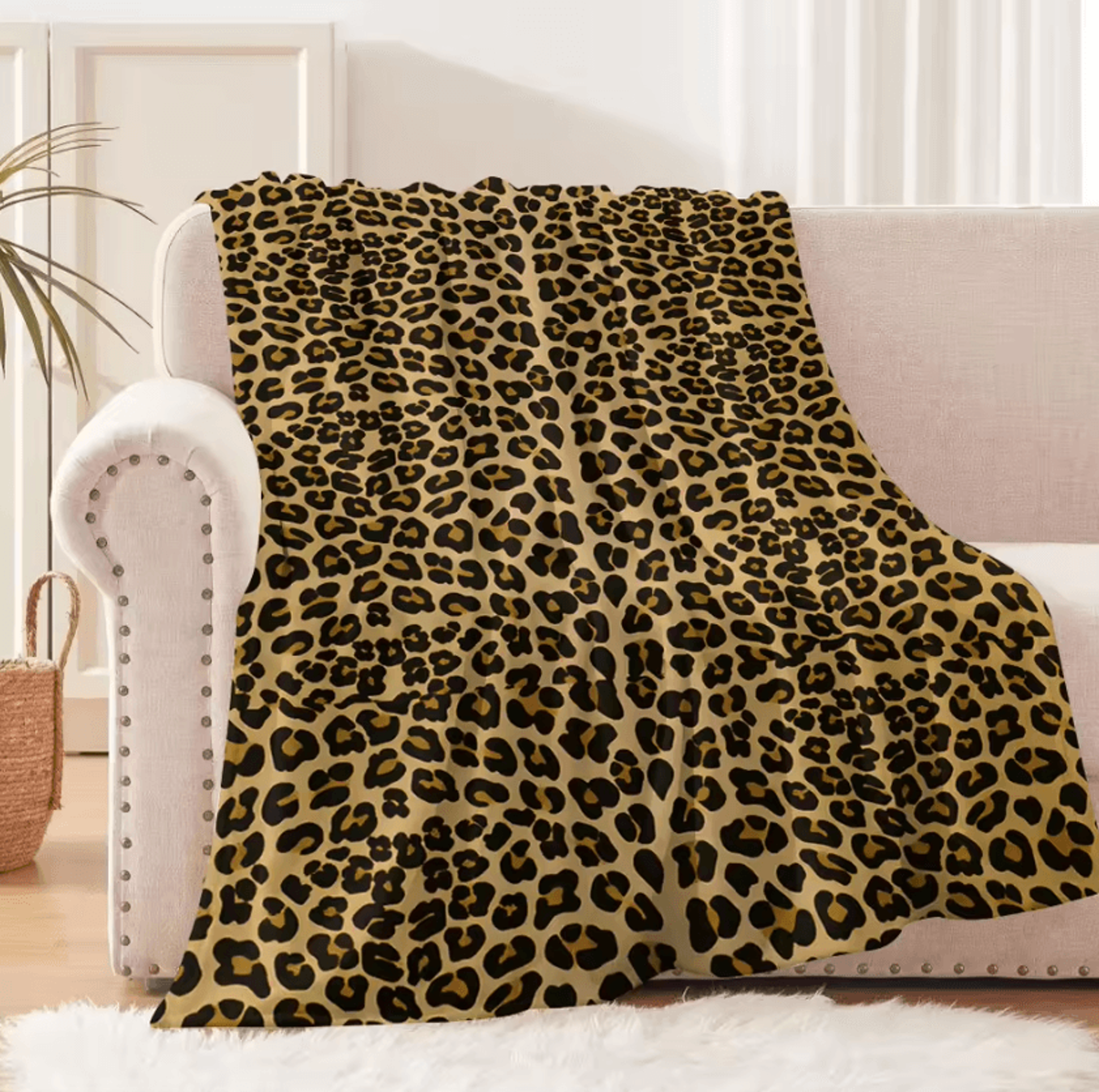 Pink Leopard Cheetah Flannel Throw Blanket 2