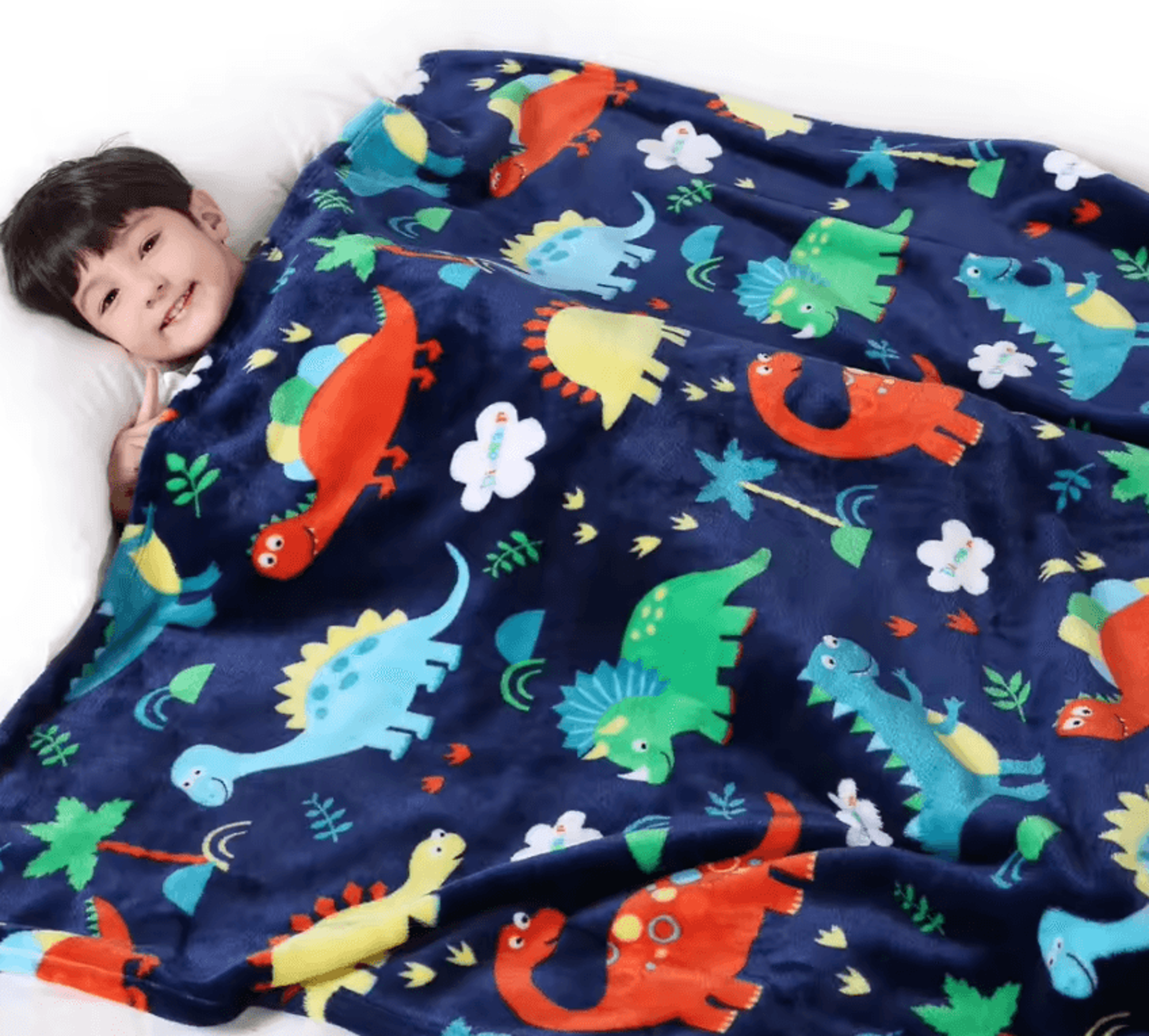 Cartoon Dinosaur Flannel Fleece Throw Blanket 1