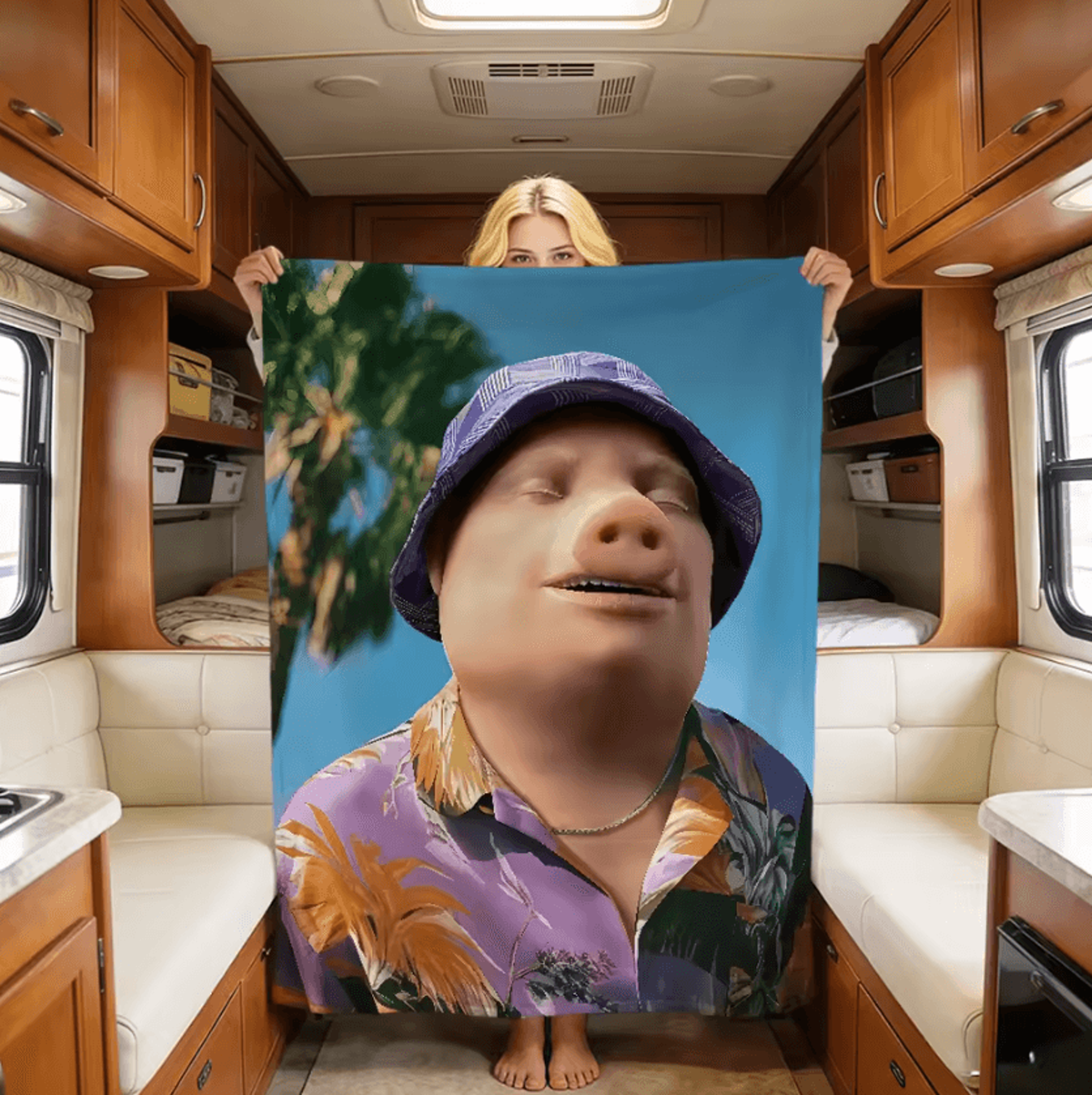 John Pork Is Calling Funny Flannel Throw Blanket 3
