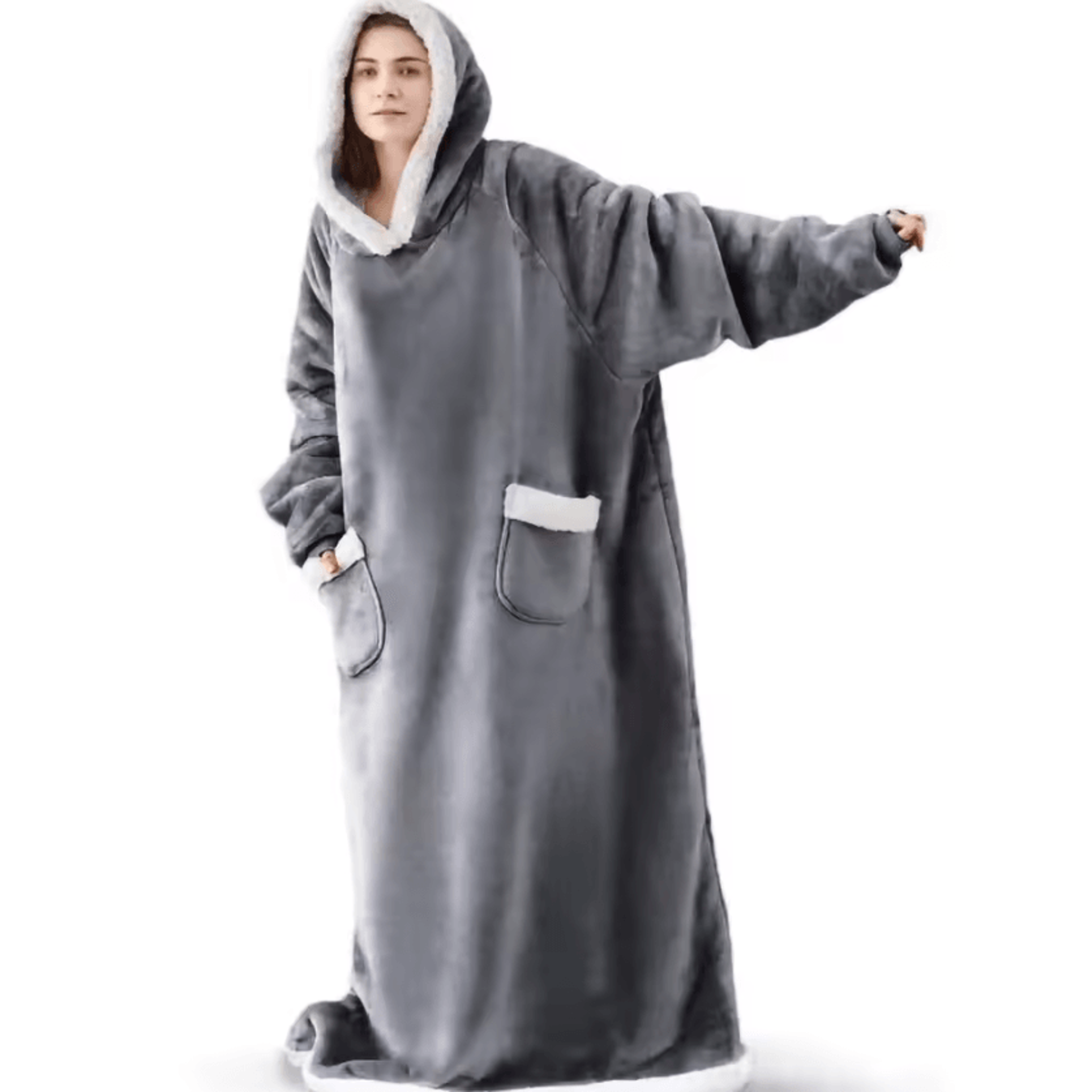 Extra Long Plush Wearable Hoodie Blanket 4