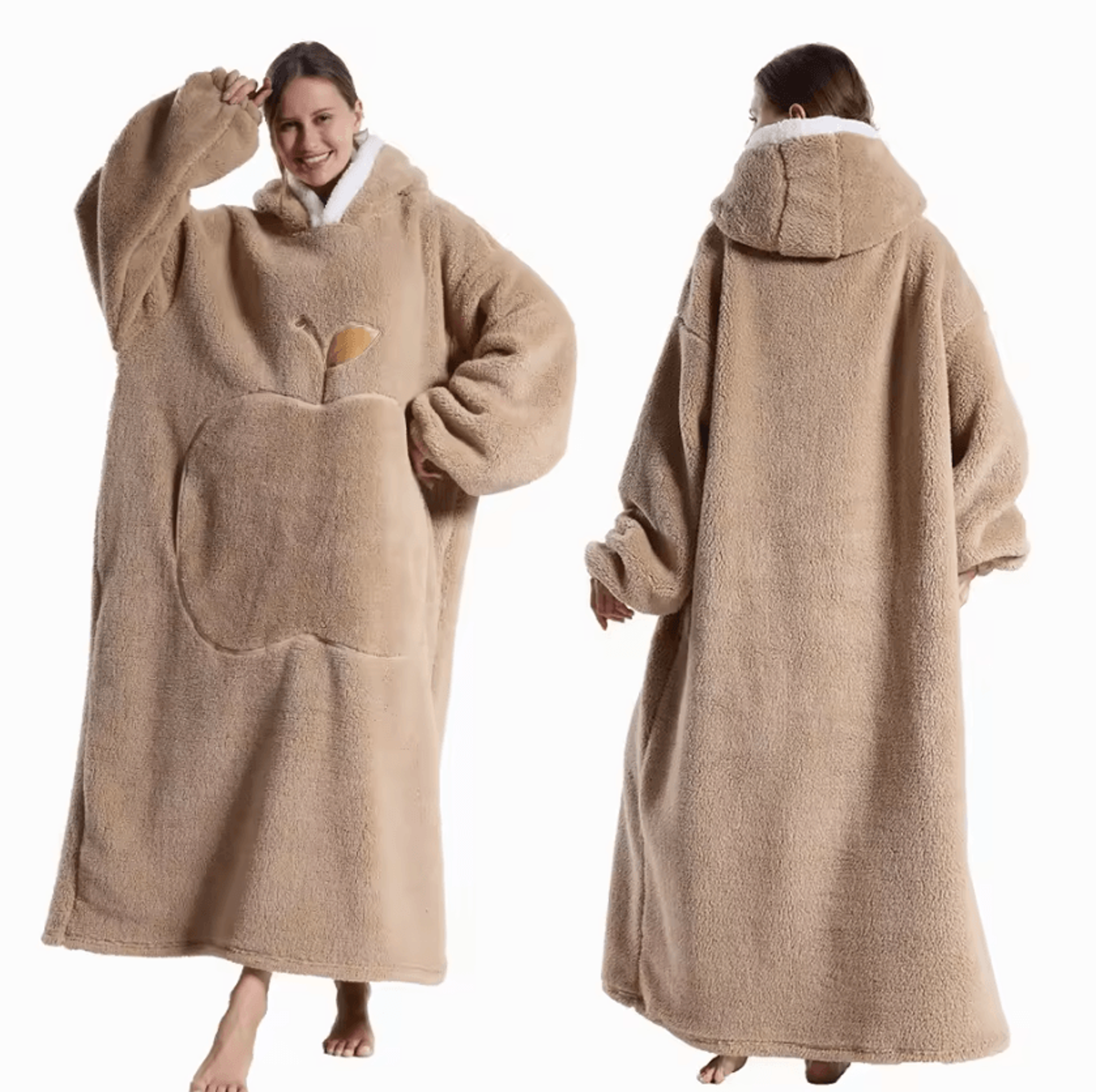 Extra Long Oversized Fleece Wearable Blanket Hoodie 3