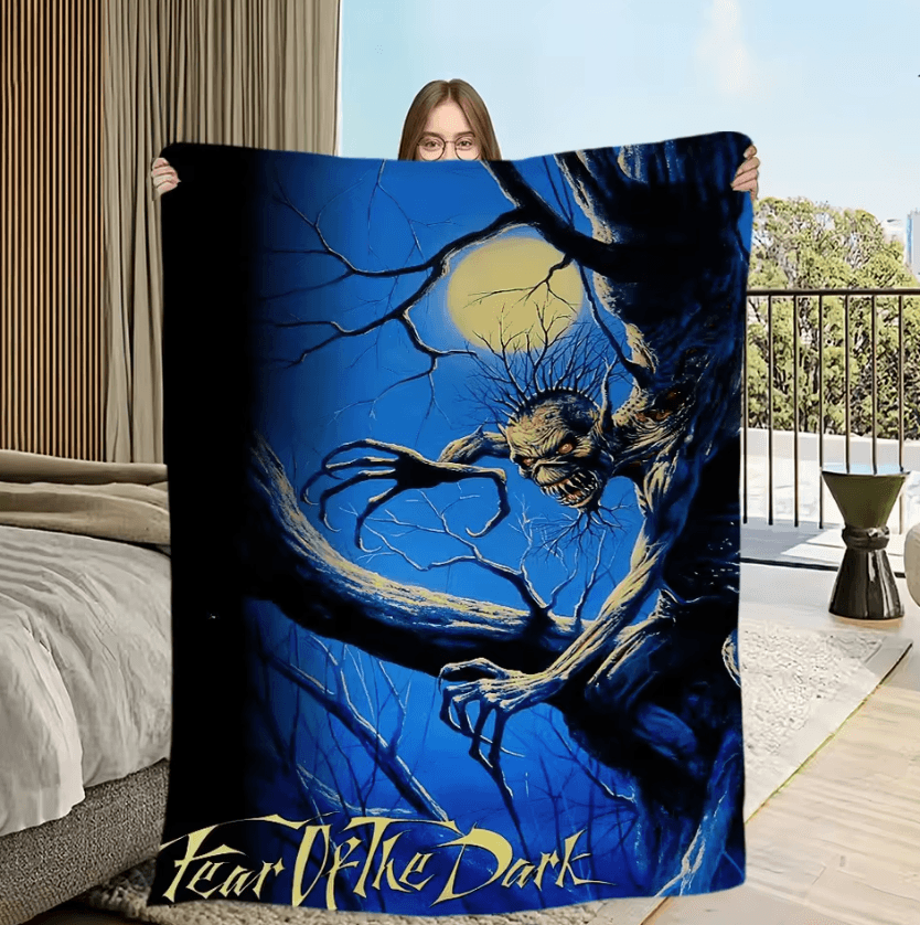 Iron Maiden Skeleton Flame Soft Throw Blanket 0