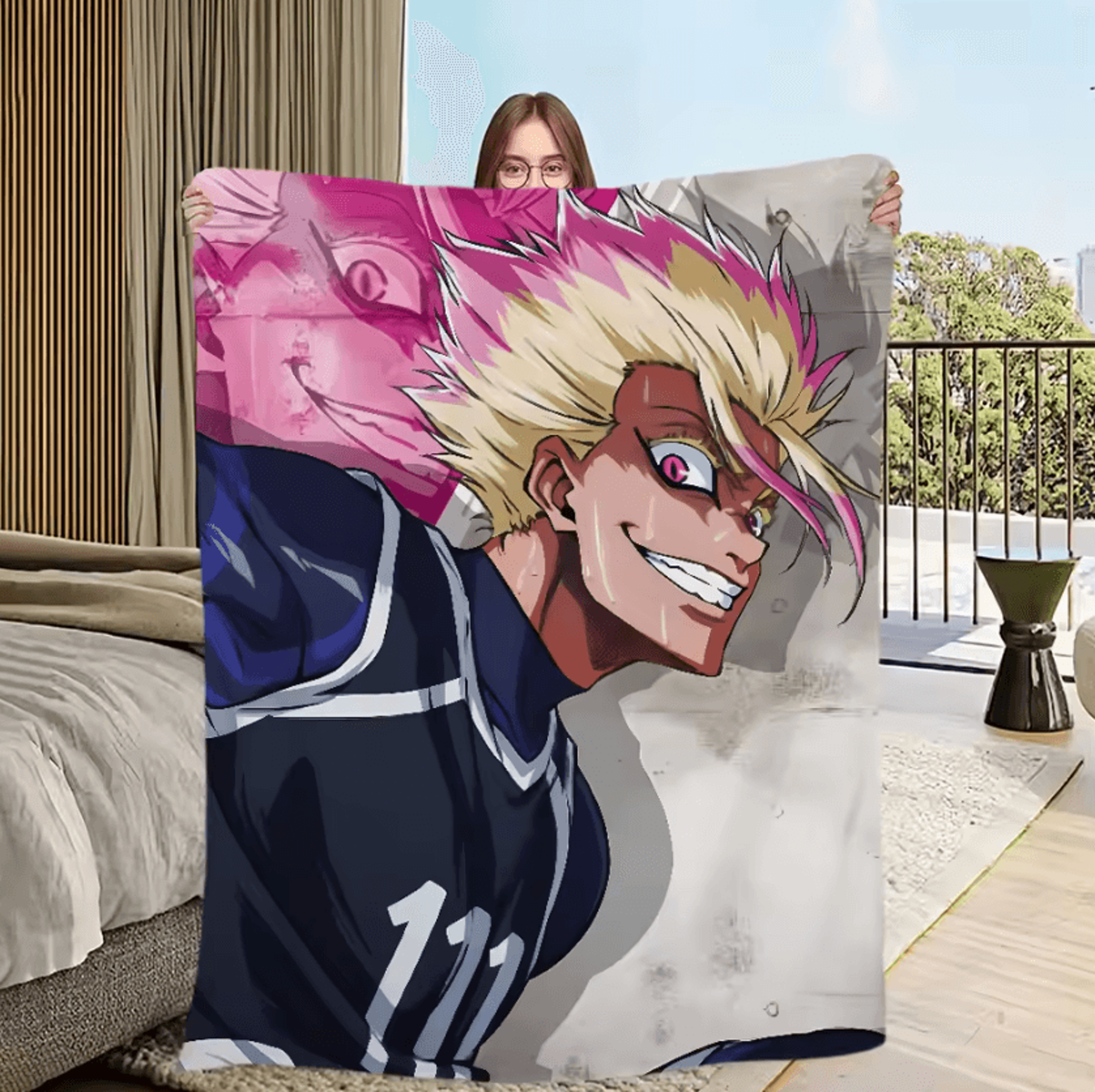 Shidou Ryusei Blue Lock Soft Flannel Throw Blanket 2